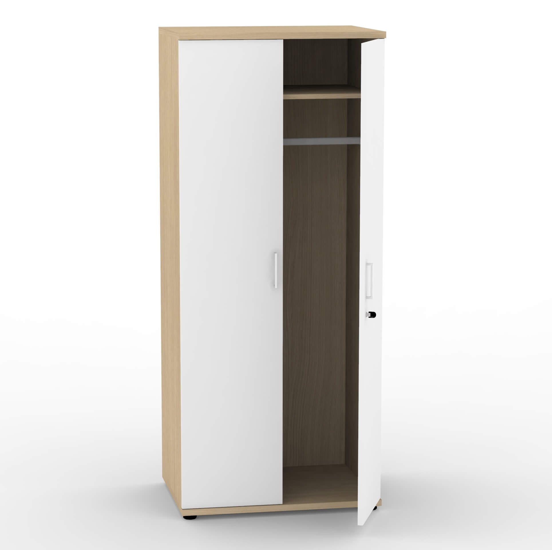 Uni Melamine Office Lockable Wardrobe w/Shelf & Metal Hanging Rail for Clothes