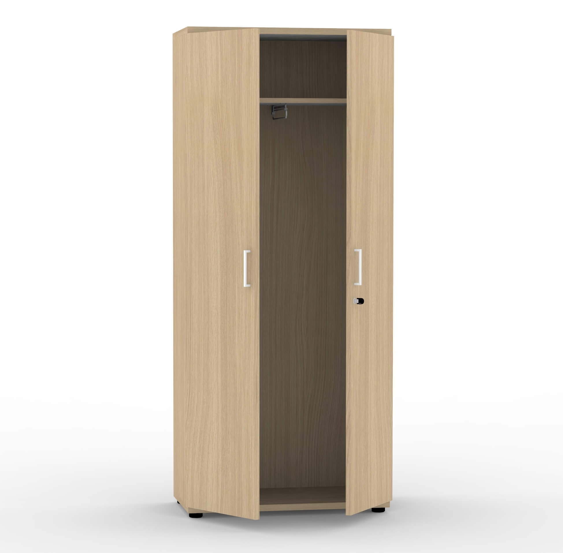 Uni Melamine Office Lockable Wardrobe w/2 Doors, Shelf & Metal Pull-Out Hanging Rail