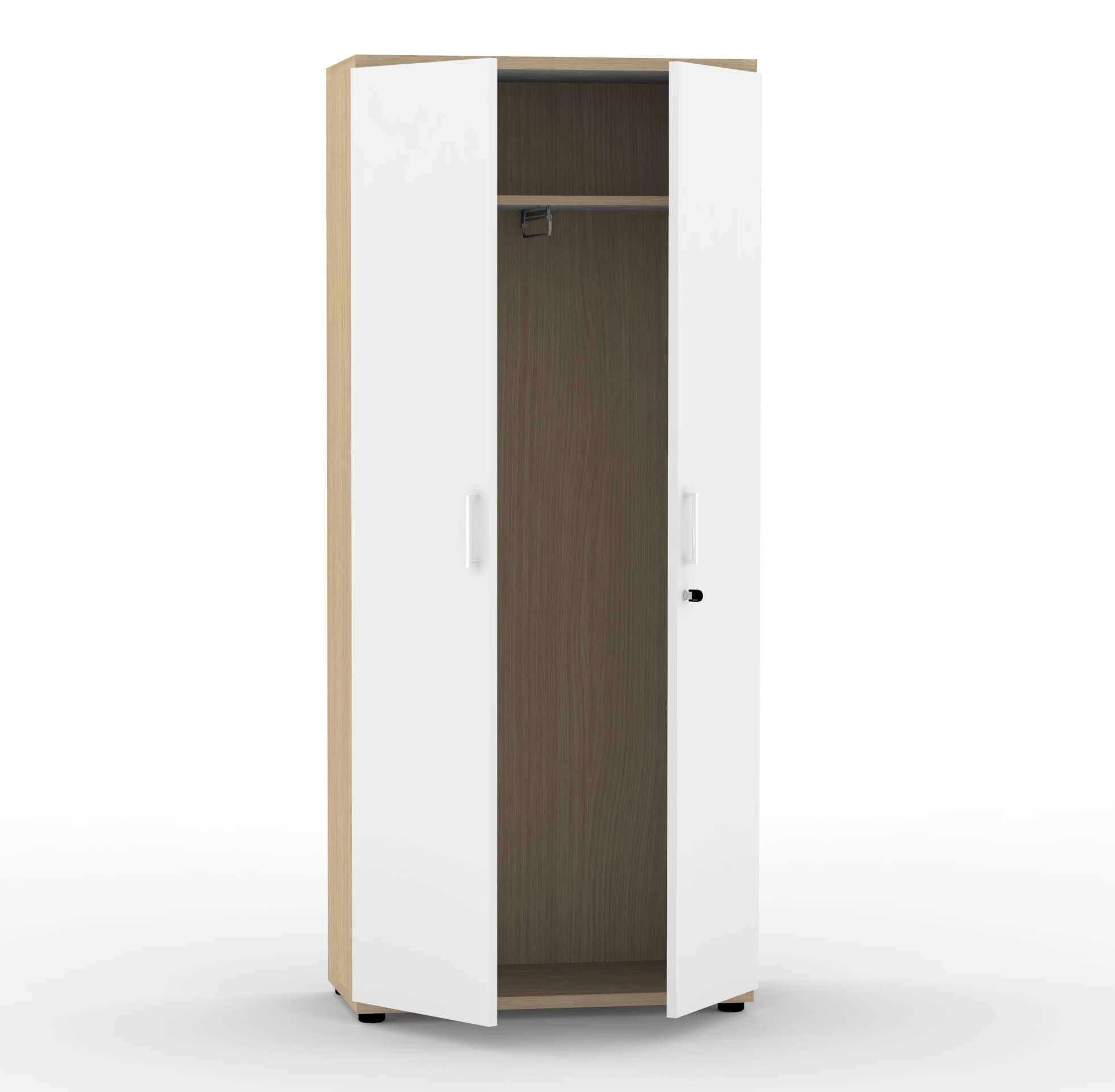Uni Melamine Office Lockable Wardrobe w/2 Doors, Shelf & Metal Pull-Out Hanging Rail