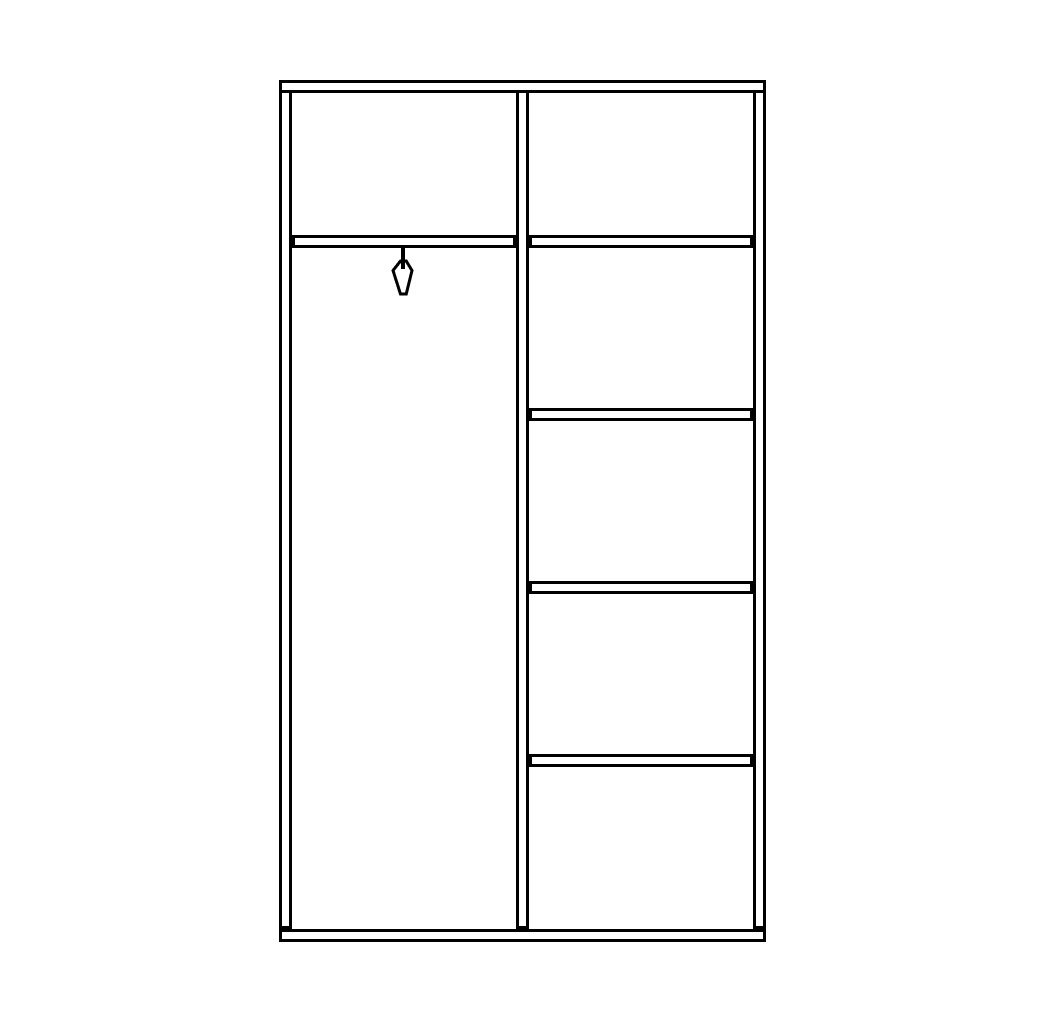 Uni Melamine Office Lockable Wardrobe & Cabinet w/2 Sliding Doors, 5 Shelves & Metal Pull-Out Hanging Rail