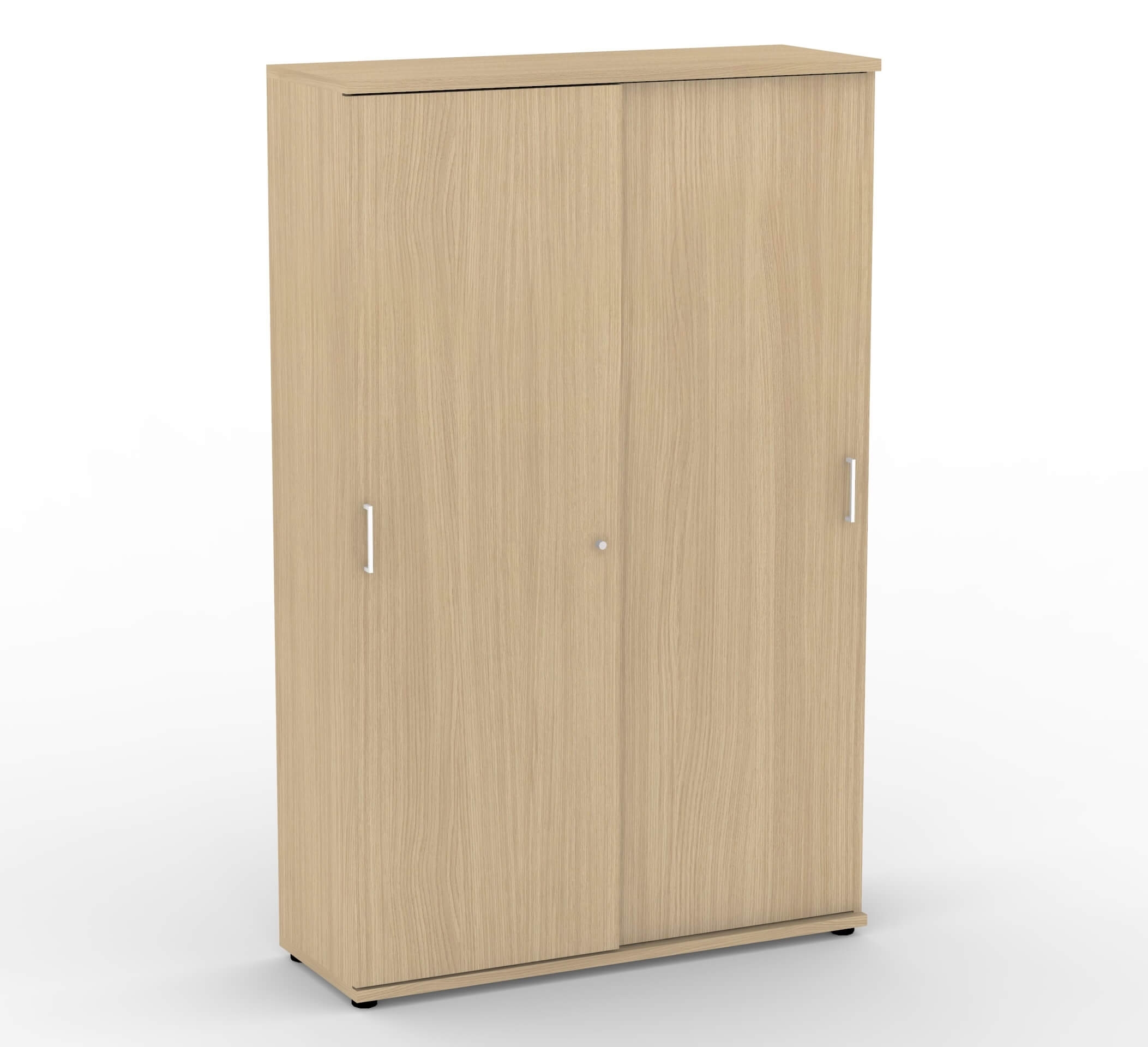 Uni Melamine Office Lockable Wardrobe & Cabinet w/2 Sliding Doors, 5 Shelves & Metal Pull-Out Hanging Rail