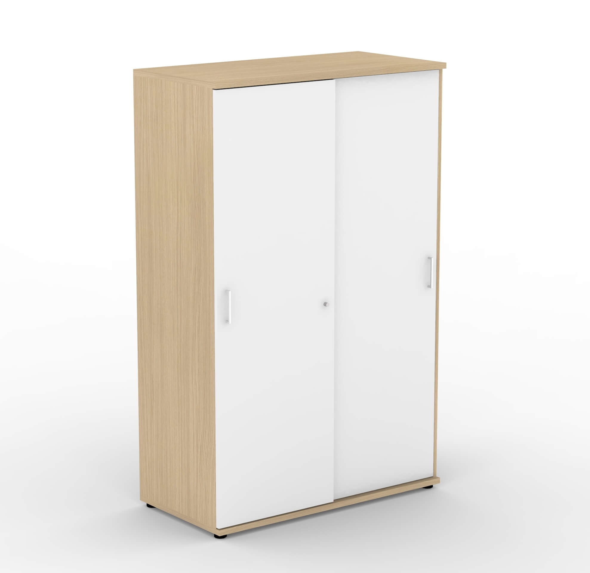 Uni Melamine Office Lockable Wardrobe w/Sliding Doors & 2 Metal Hanging Rails for Clothes