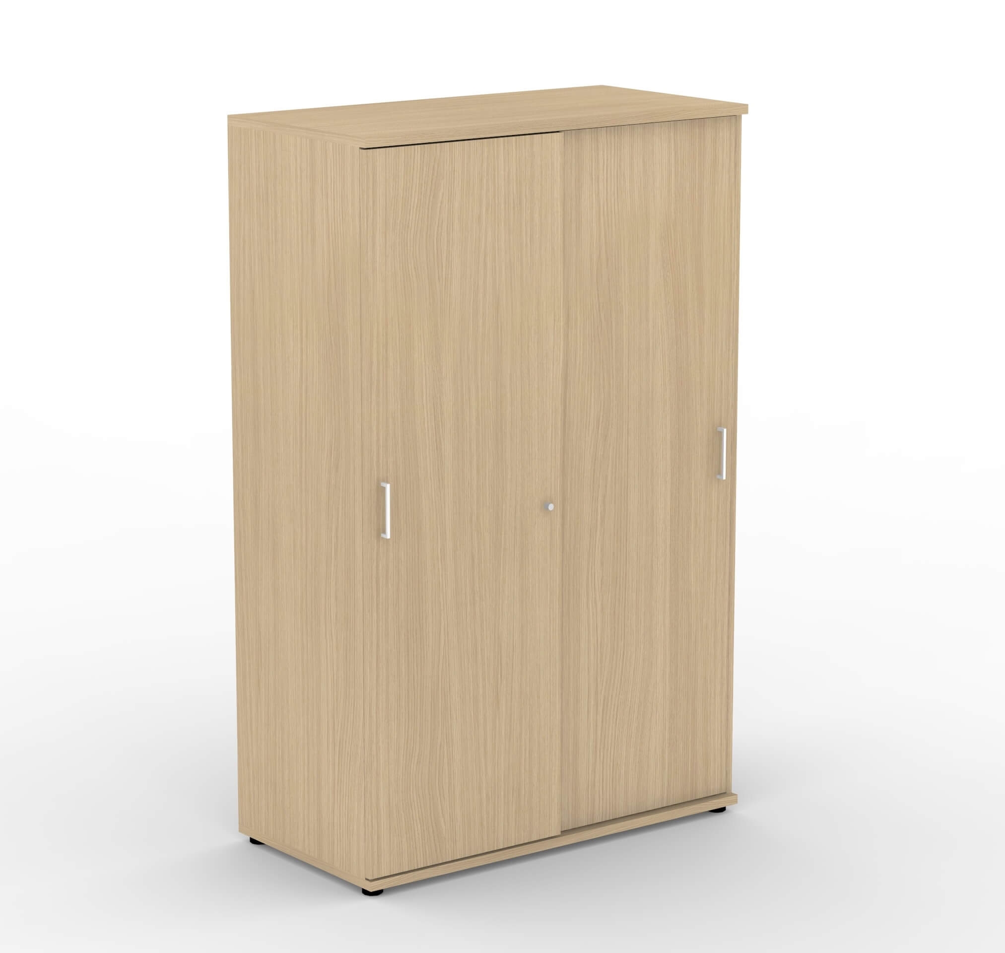 Uni Melamine Office Lockable Wardrobe w/Sliding Doors & 2 Metal Hanging Rails for Clothes
