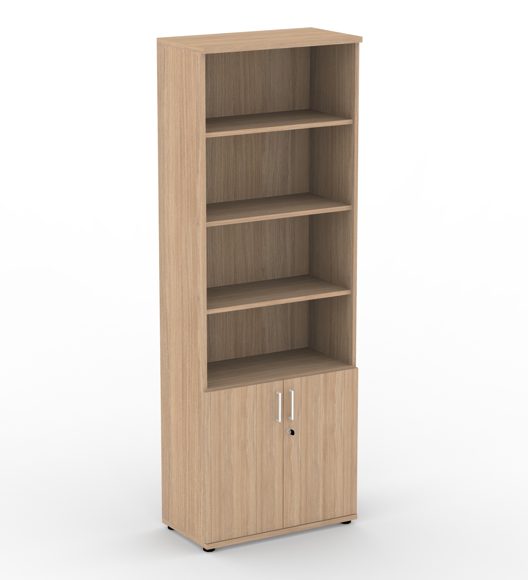 Uni Melamine Office Lockable Cabinet w/4 Open Shelves & 2 Doors