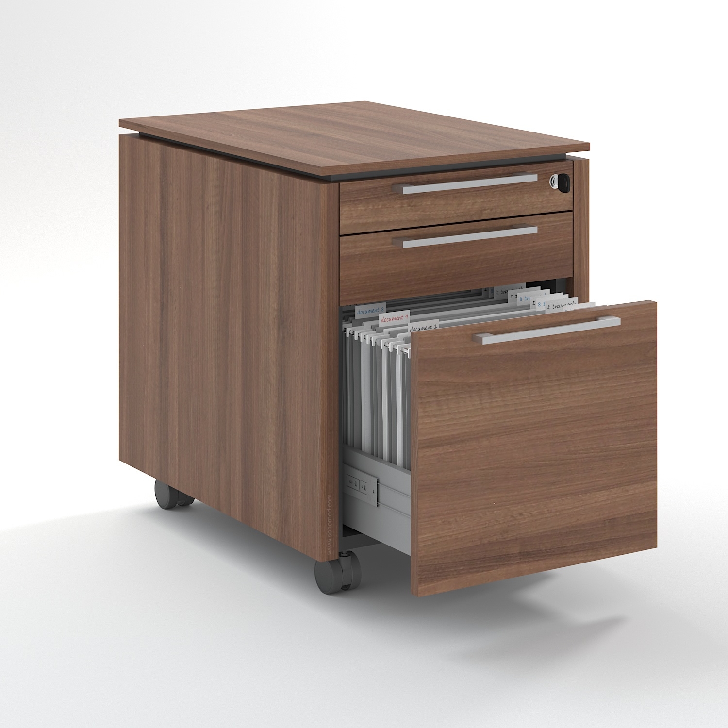 Status Office Lockable Mobile Pedestal w/1 Pencil Tray Drawer, 1 Drawer & 1 File Drawer