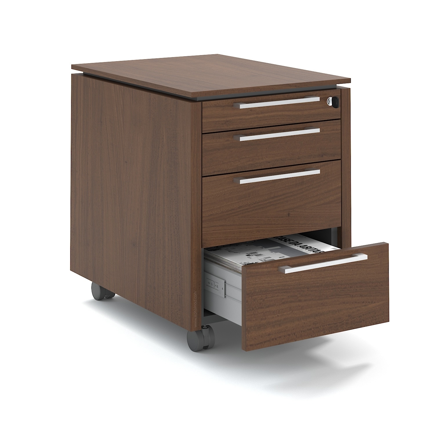 Status Office Lockable Mobile Pedestal w/1 Pencil Tray Drawer & 3 Drawers