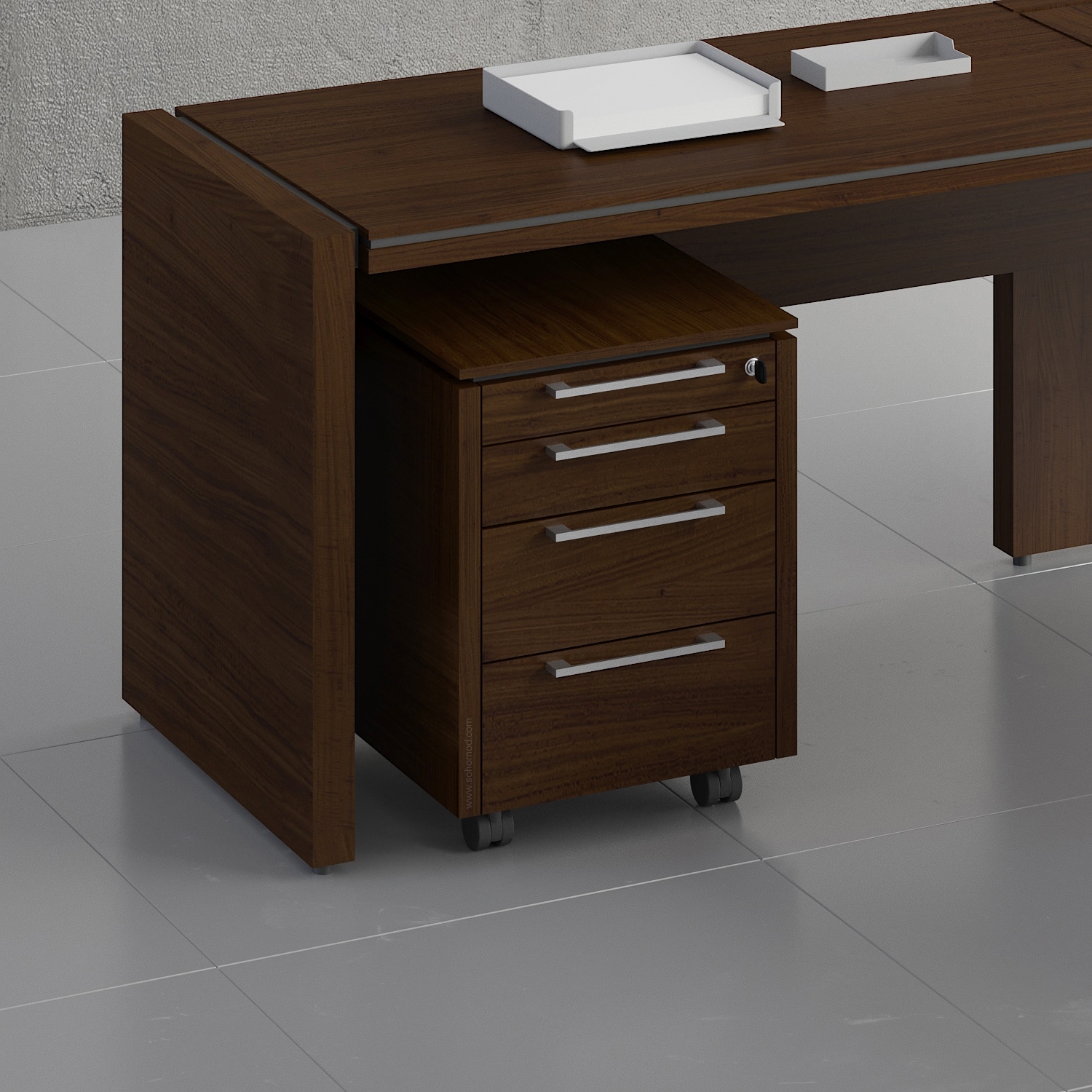 Status Office Lockable Mobile Pedestal w/1 Pencil Tray Drawer & 3 Drawers