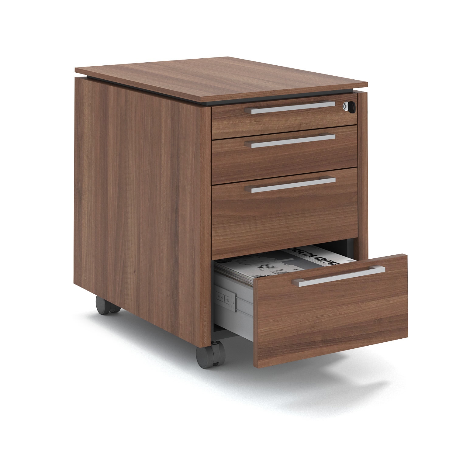 Status Office Lockable Mobile Pedestal w/1 Pencil Tray Drawer & 3 Drawers