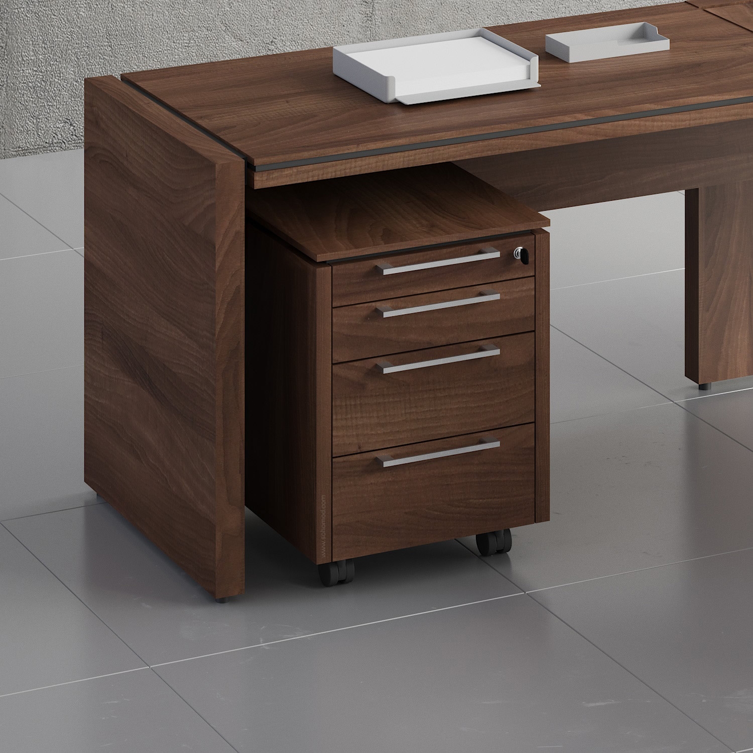 Status Office Lockable Mobile Pedestal w/1 Pencil Tray Drawer & 3 Drawers