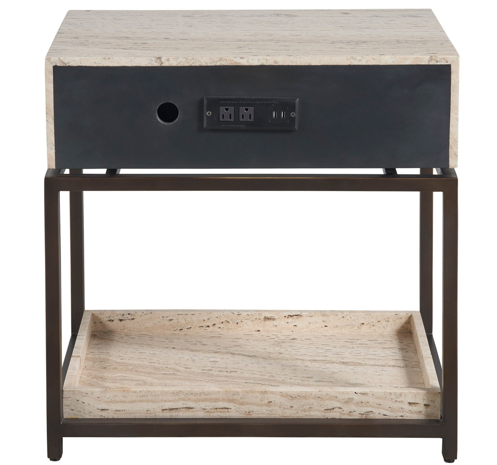 Dove Wood/Metal Nightstand w/Drawer