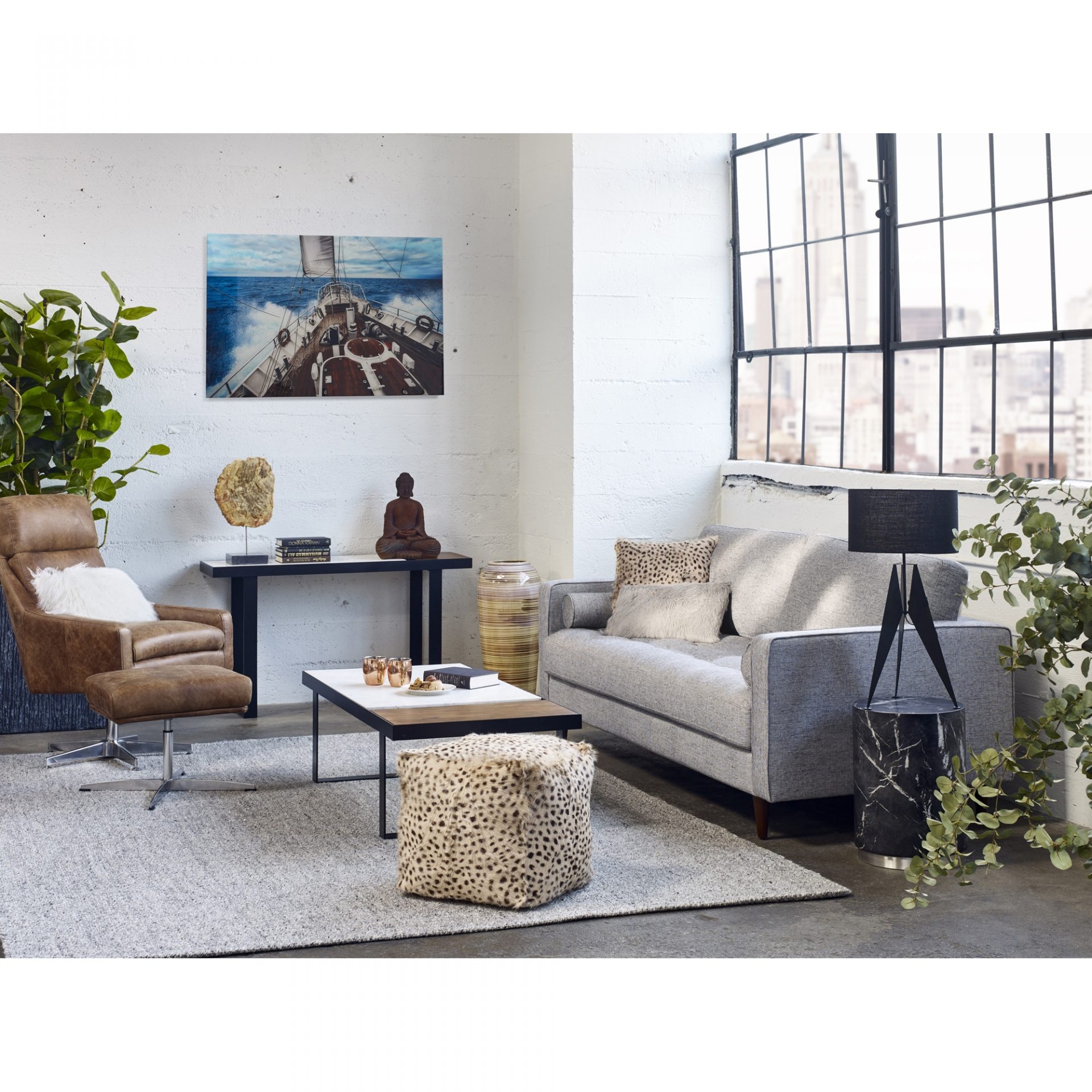 Spotted Goat Fur Pillow by MOE'S