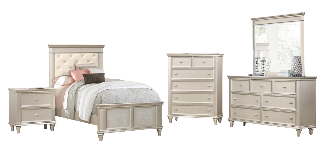 Celandine Leatherette/Wood Tufted Platform Youth Bedroom Set