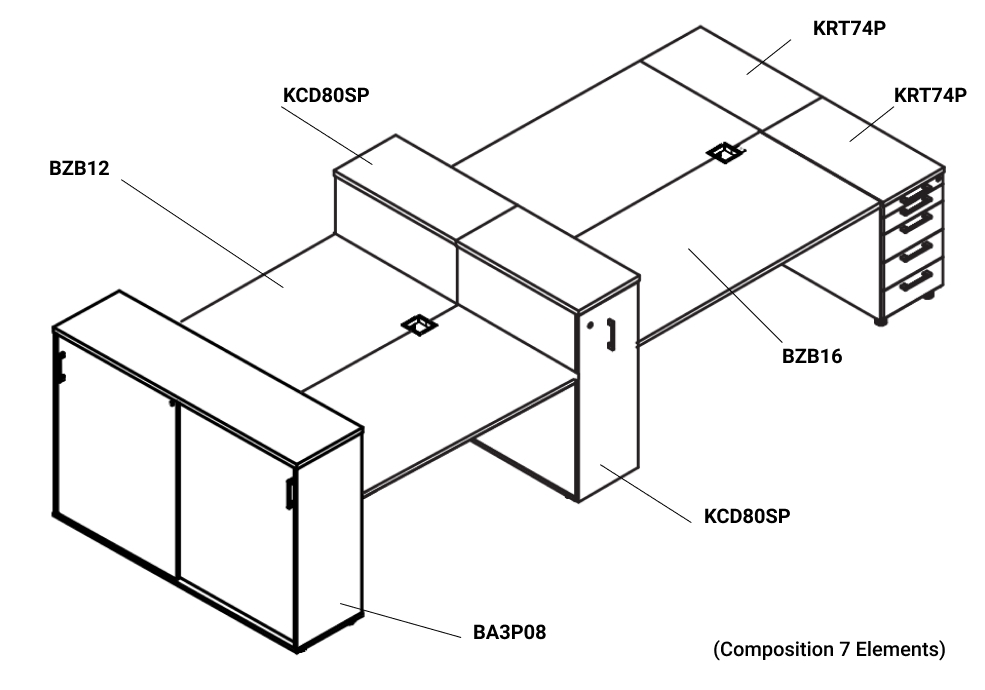 YAN_C MFC Top Modular Office Desk Bench