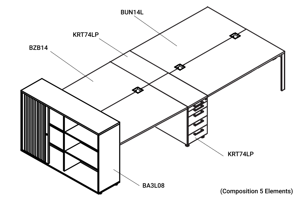 YAN_C MFC Top Modular Office Desk Bench