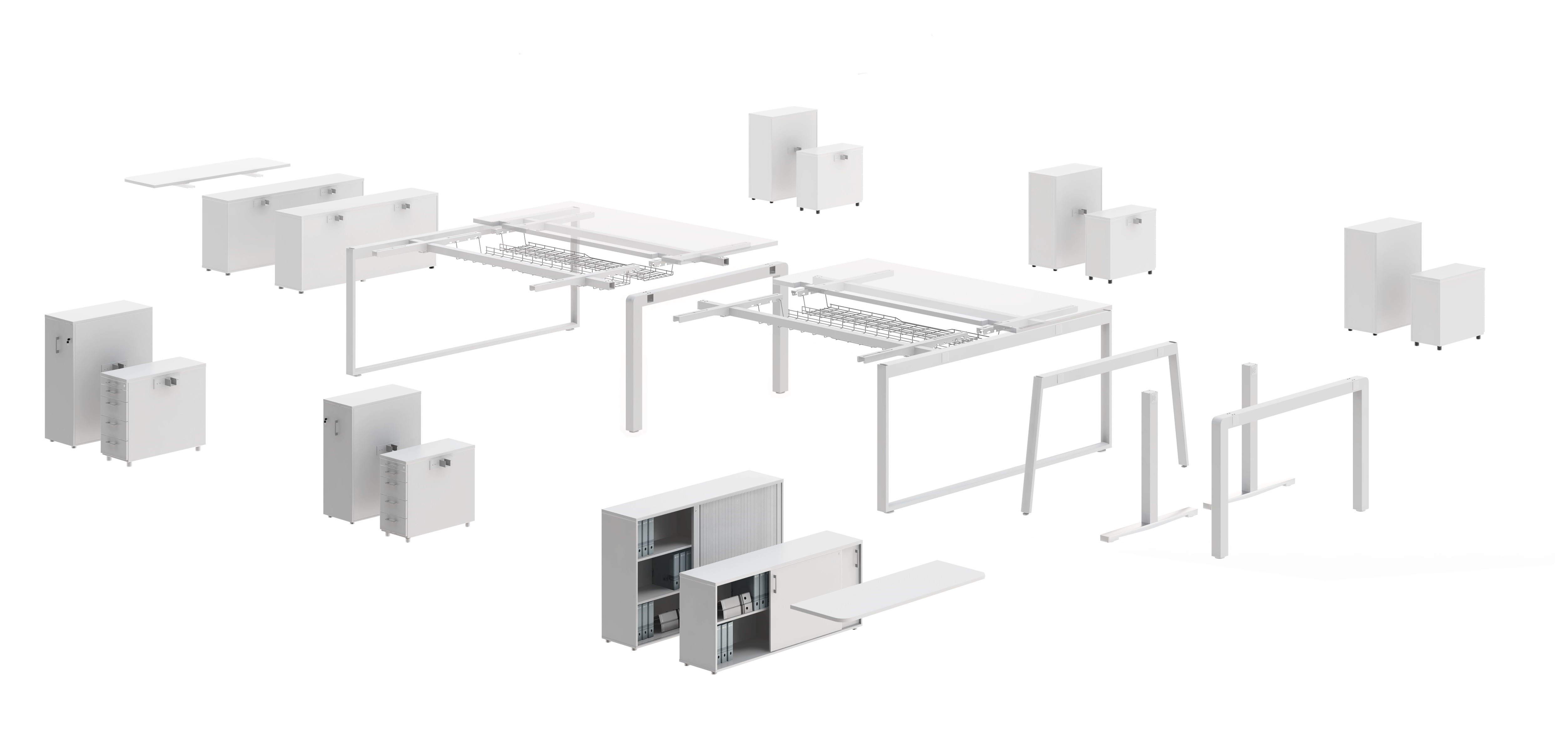 YAN_M MFC Top Modular Office Desk Bench