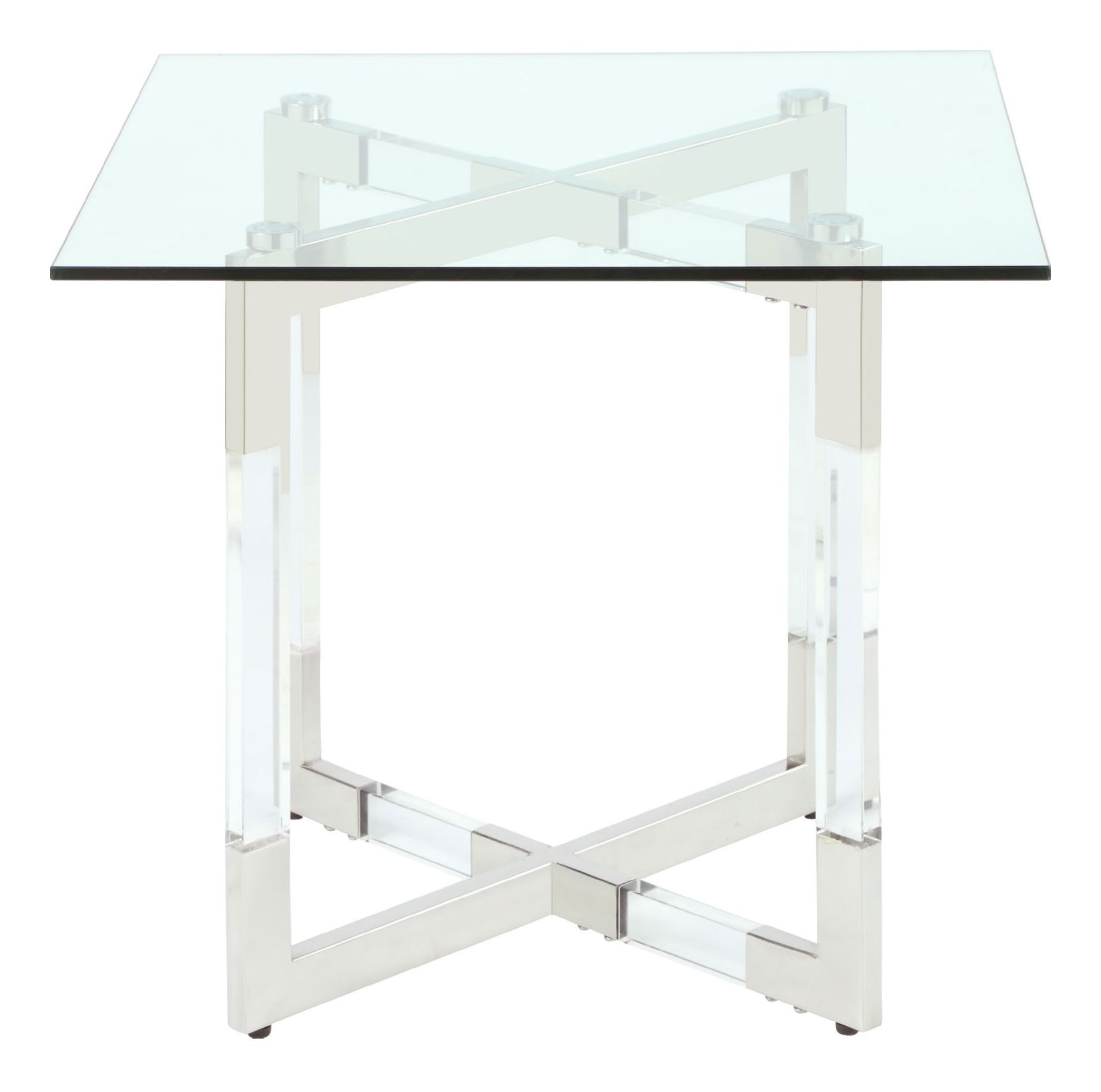 Yasmin Glass Lamp Side Table w/Floating Acrylic Base & Steel