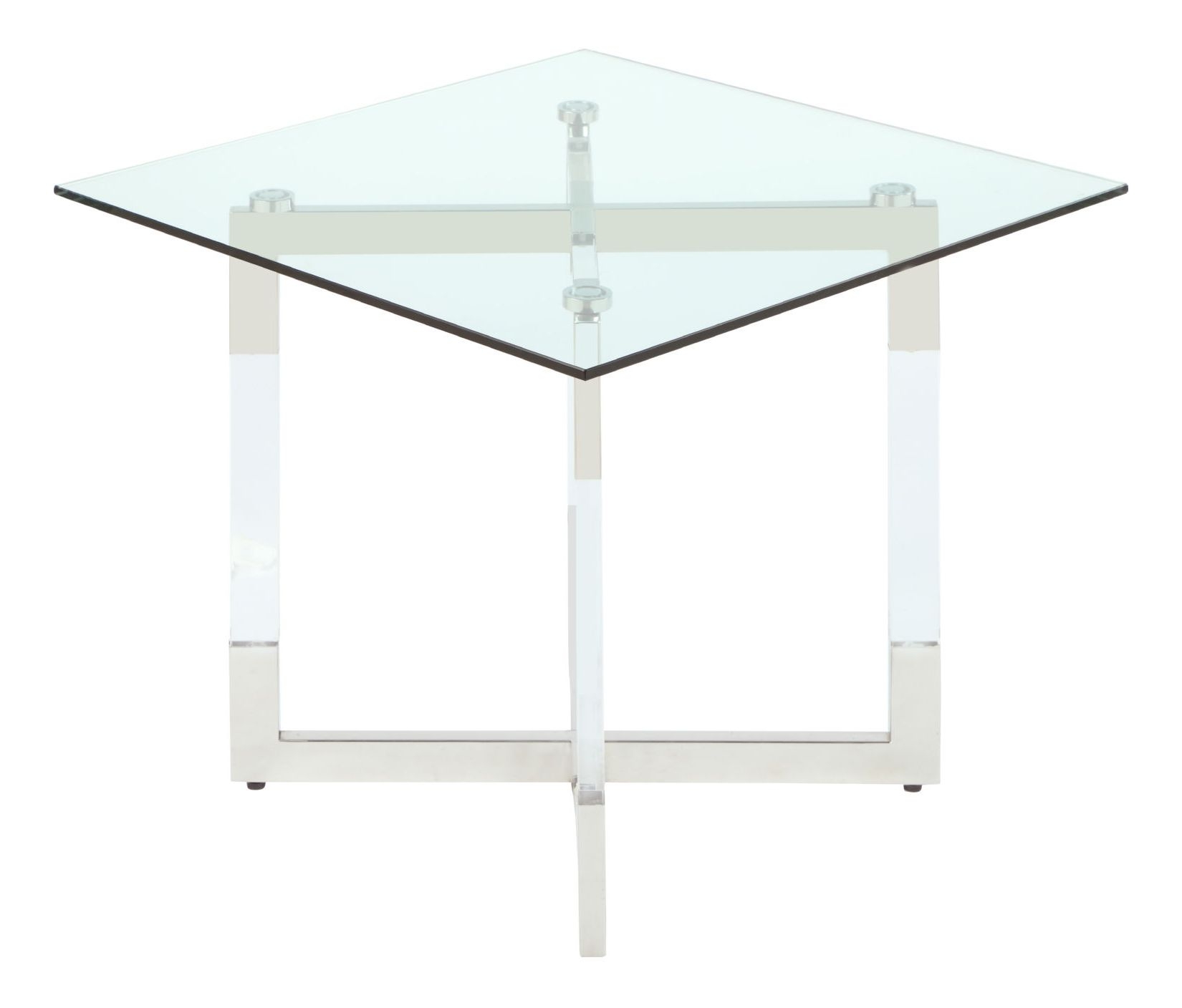 Yasmin Glass Lamp Side Table w/Floating Acrylic Base & Steel