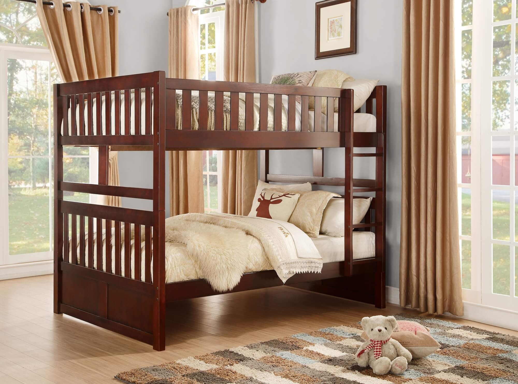 Rowe Wood/Wood Veneer Bunk Bed, Full/Full Size