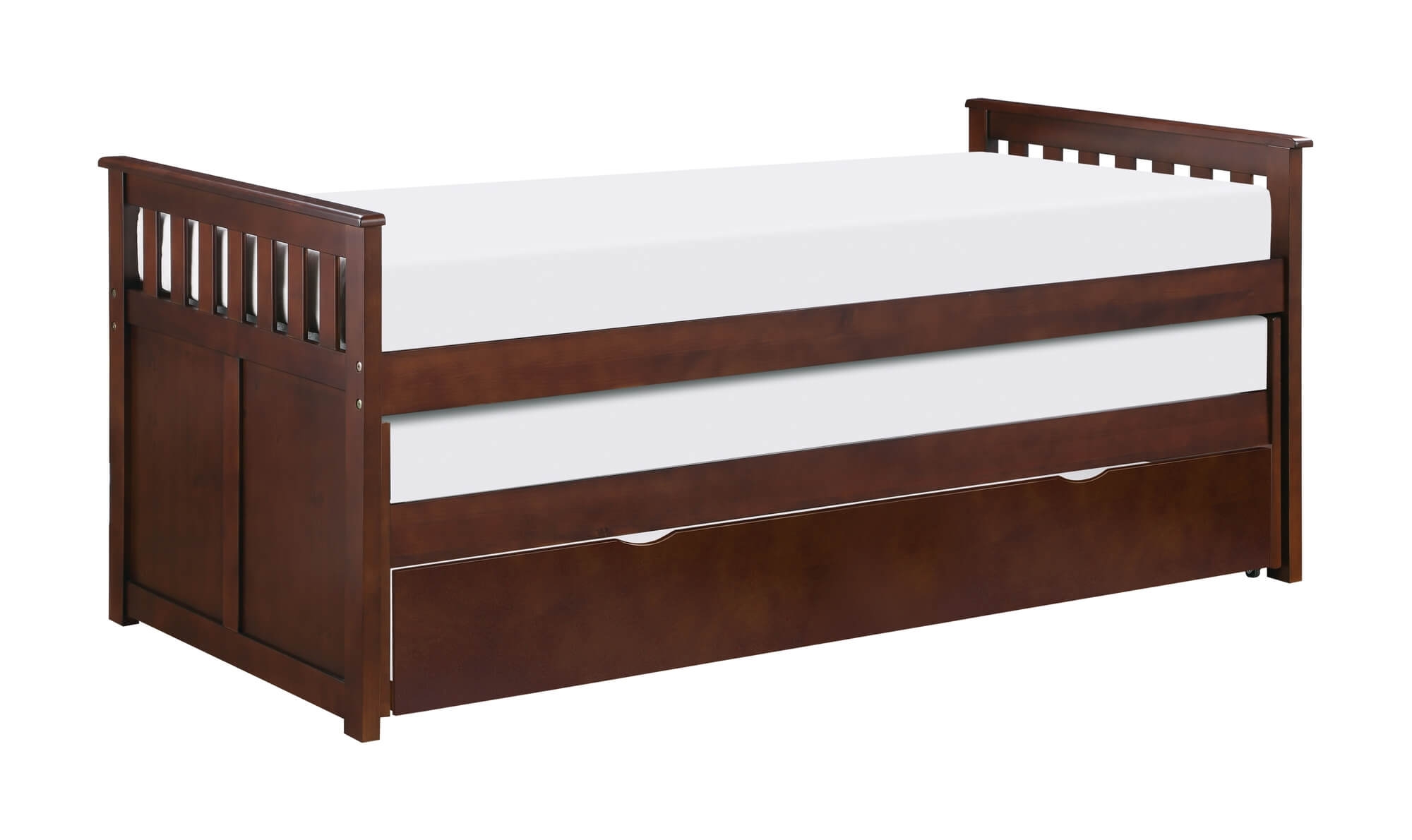 Rowe Wood/Wood Veneer Trundle Bed w/ Extra Twin Trundle, Twin/Twin Size