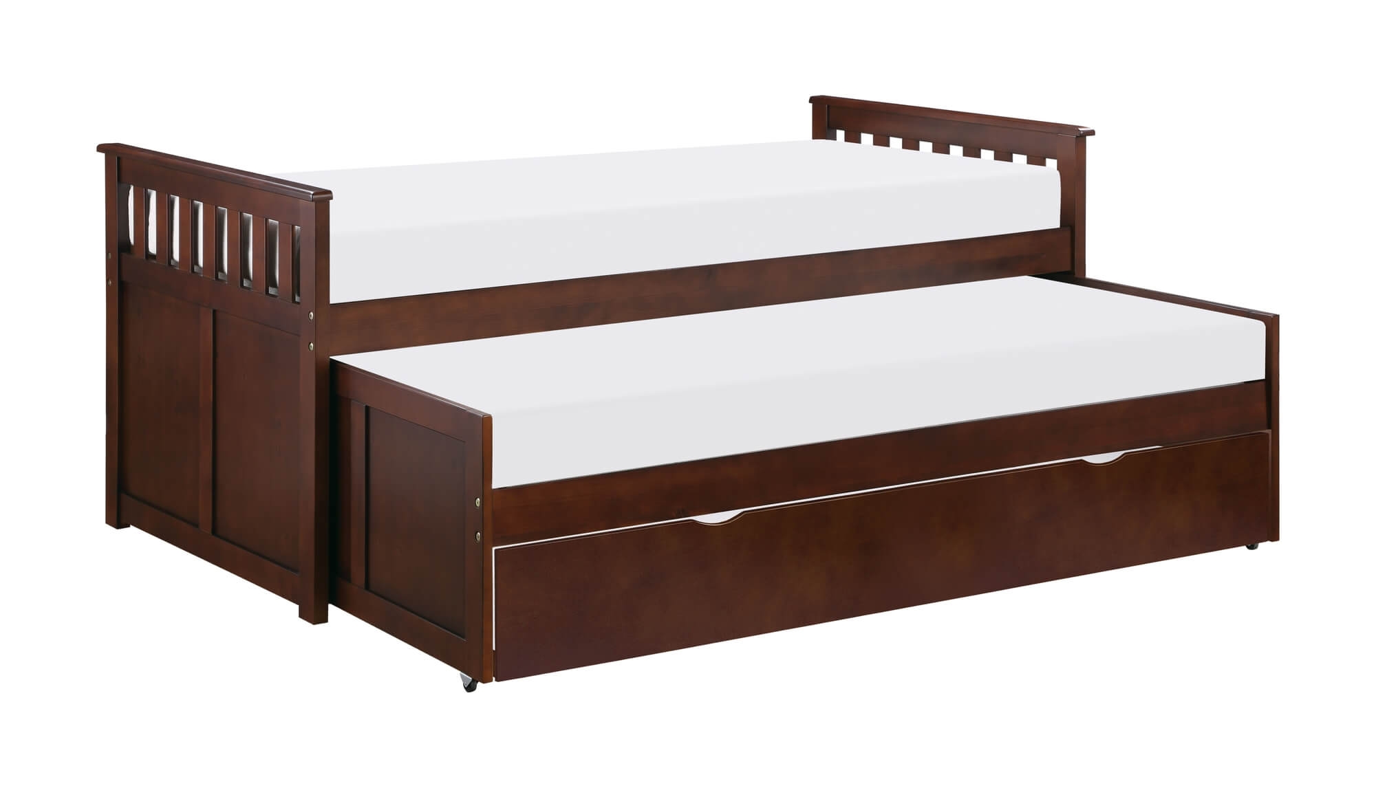 Rowe Wood/Wood Veneer Trundle Bed w/ Extra Twin Trundle, Twin/Twin Size