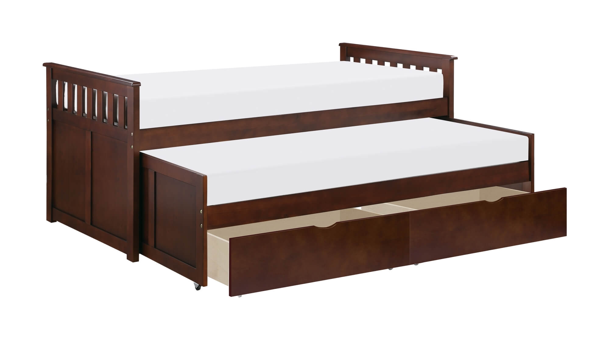 Rowe Wood/Wood Veneer Trundle Bed, Twin/Twin Size