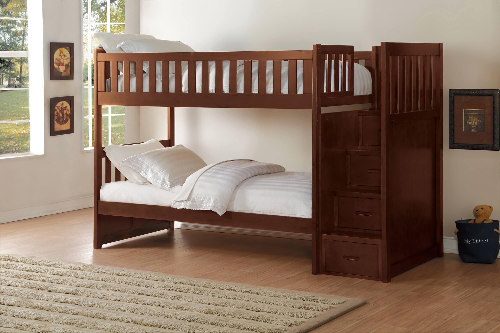 Rowe Wood/Wood Veneer Bunk Bed w/Reversible Step Storage