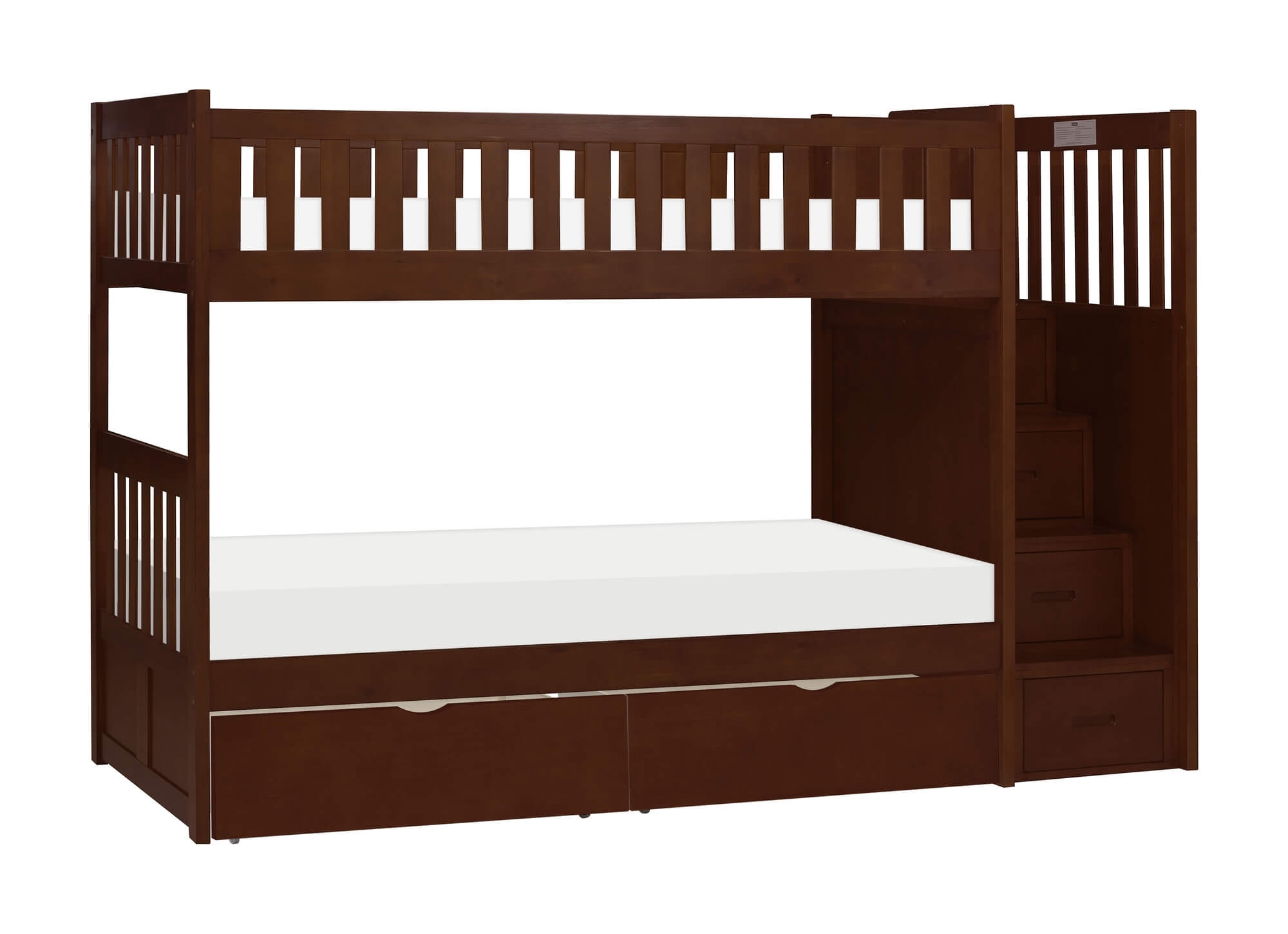 Rowe Wood/Wood Veneer Bunk Bed w/ Storage Boxes & Reversible Step Storage