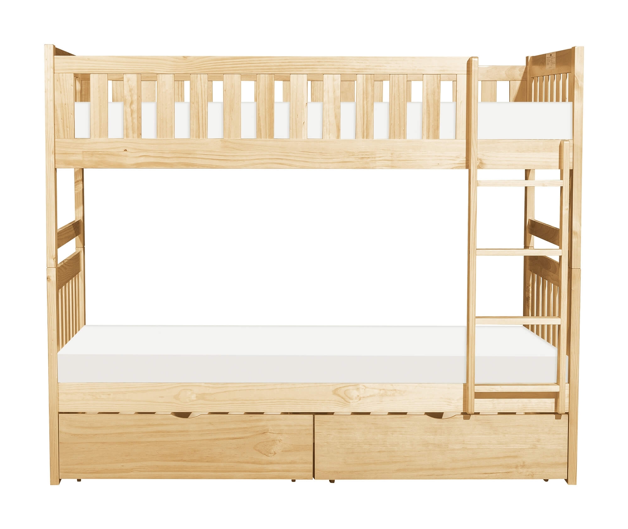 Bartly Wood/Wood Veneer Bunk Bed w/ Storage Boxes, Twin/Twin Size