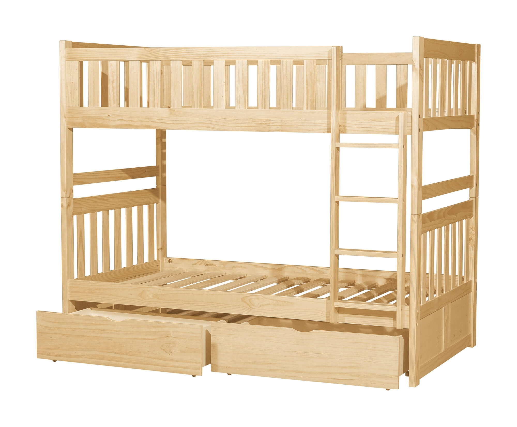 Bartly Wood/Wood Veneer Bunk Bed w/ Storage Boxes, Twin/Twin Size