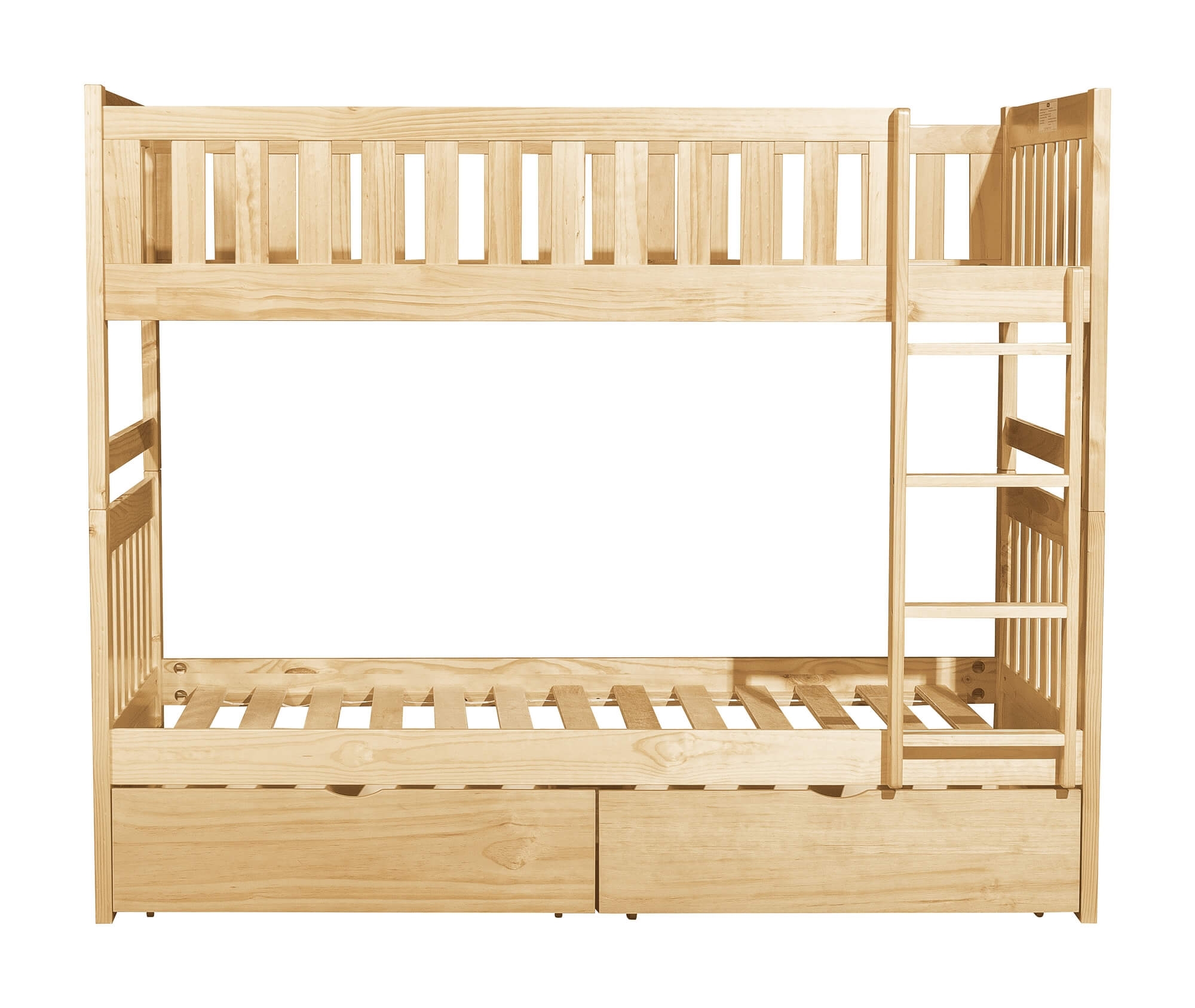 Bartly Wood/Wood Veneer Bunk Bed w/ Storage Boxes, Twin/Twin Size