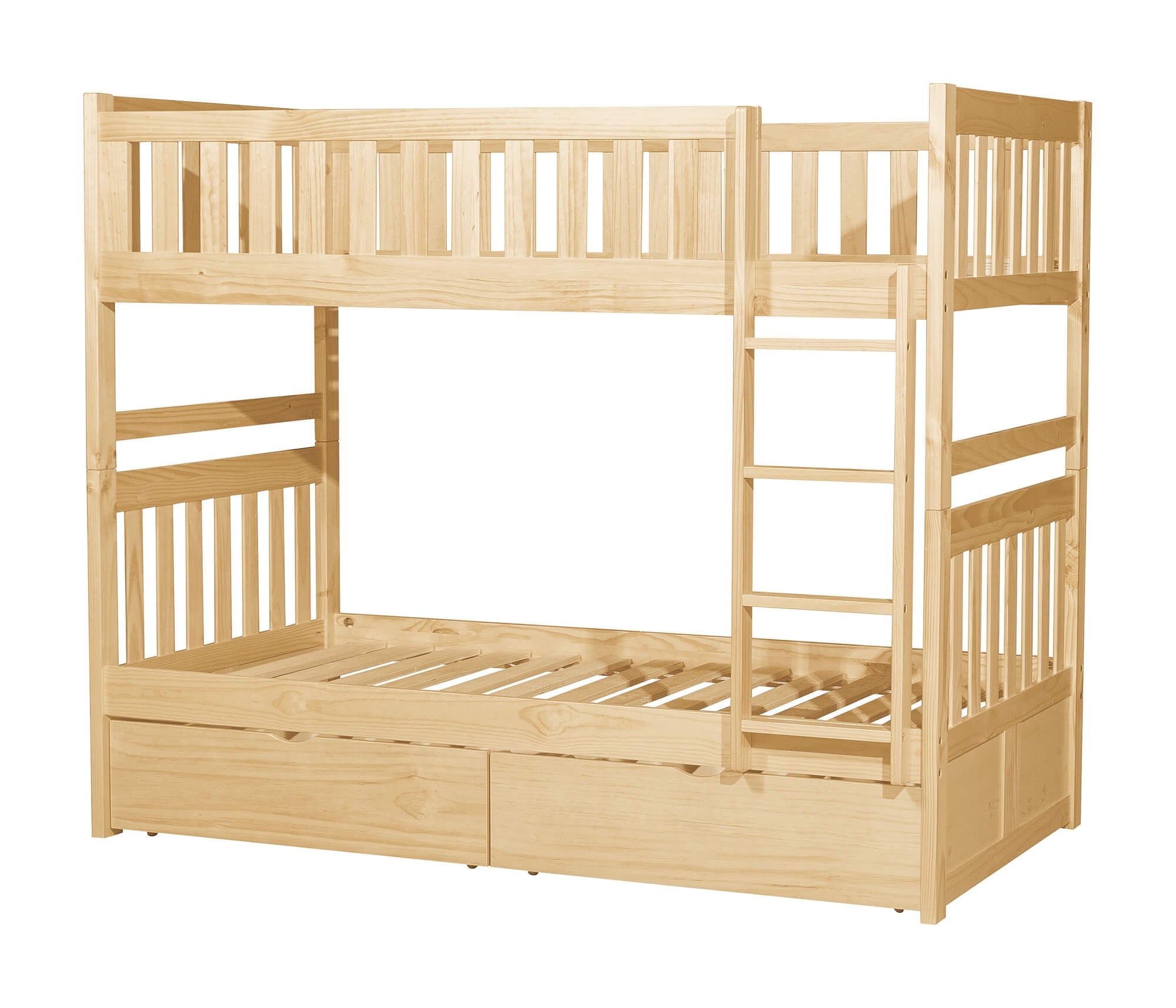 Bartly Wood/Wood Veneer Bunk Bed w/ Storage Boxes, Twin/Twin Size