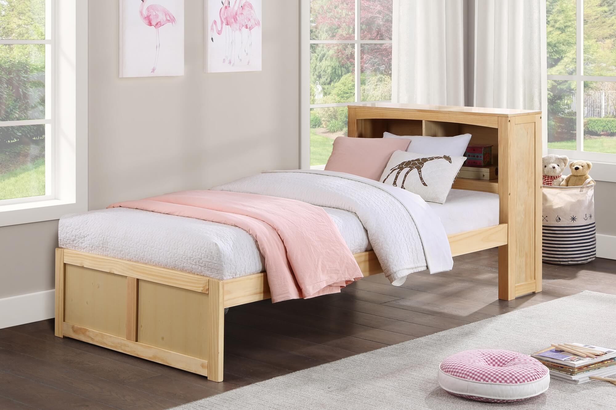 Bartly Wood/Wood Veneer Bookcase Bed, Twin Size