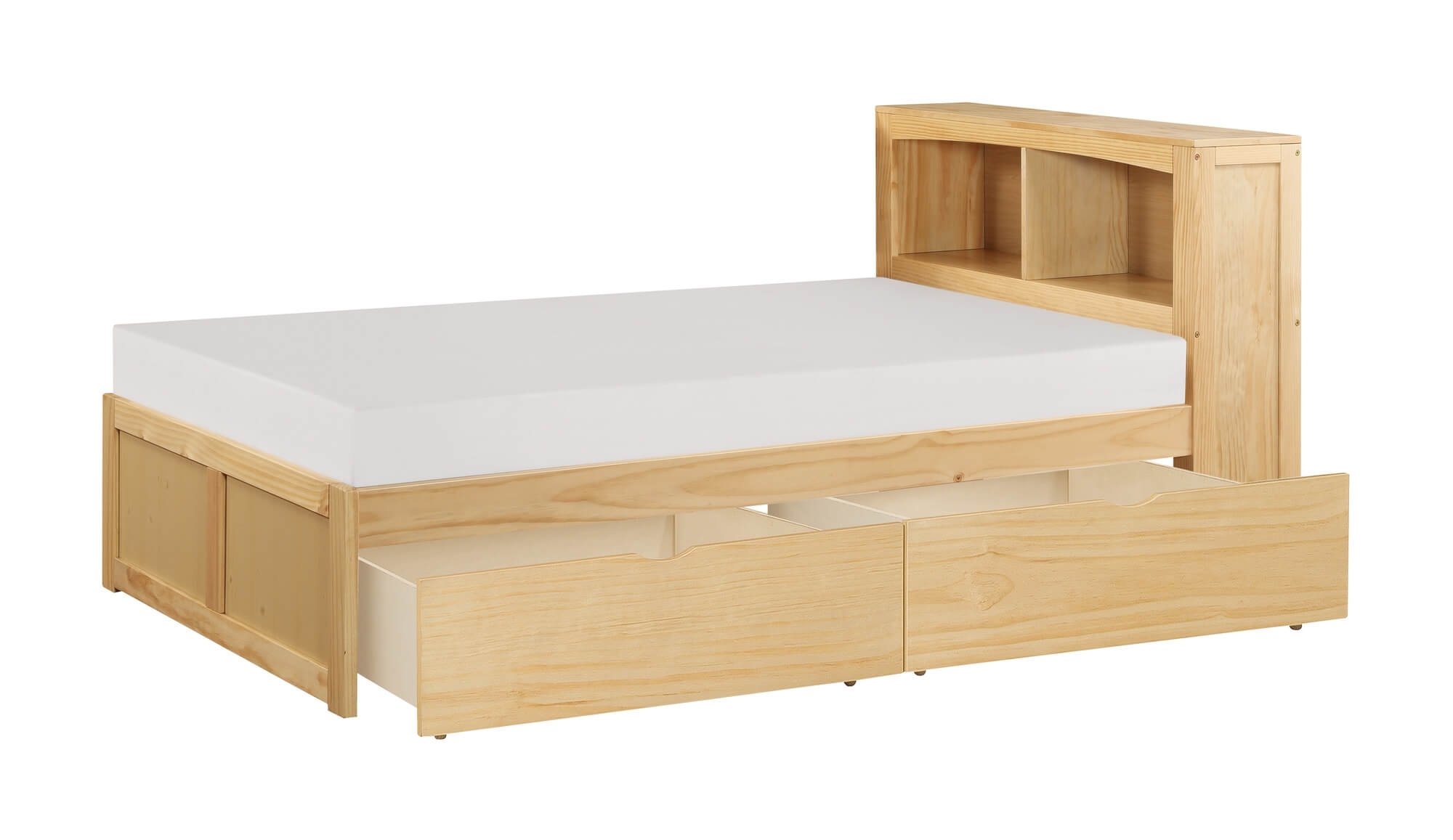 Bartly Wood/Wood Veneer Bookcase Bed w/ Storage Boxes, Twin Size