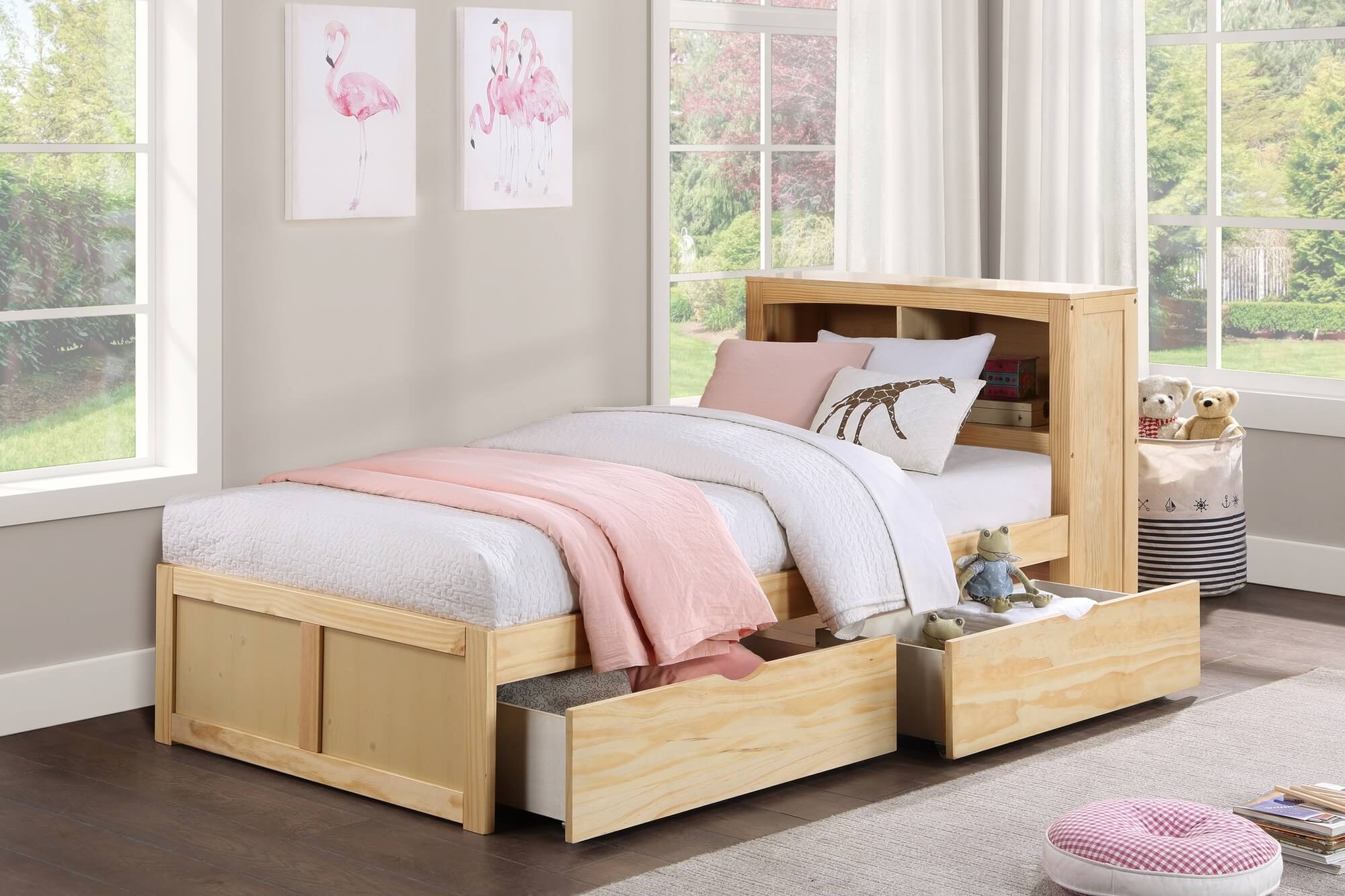 Bartly Wood/Wood Veneer Bookcase Bed, Twin Size