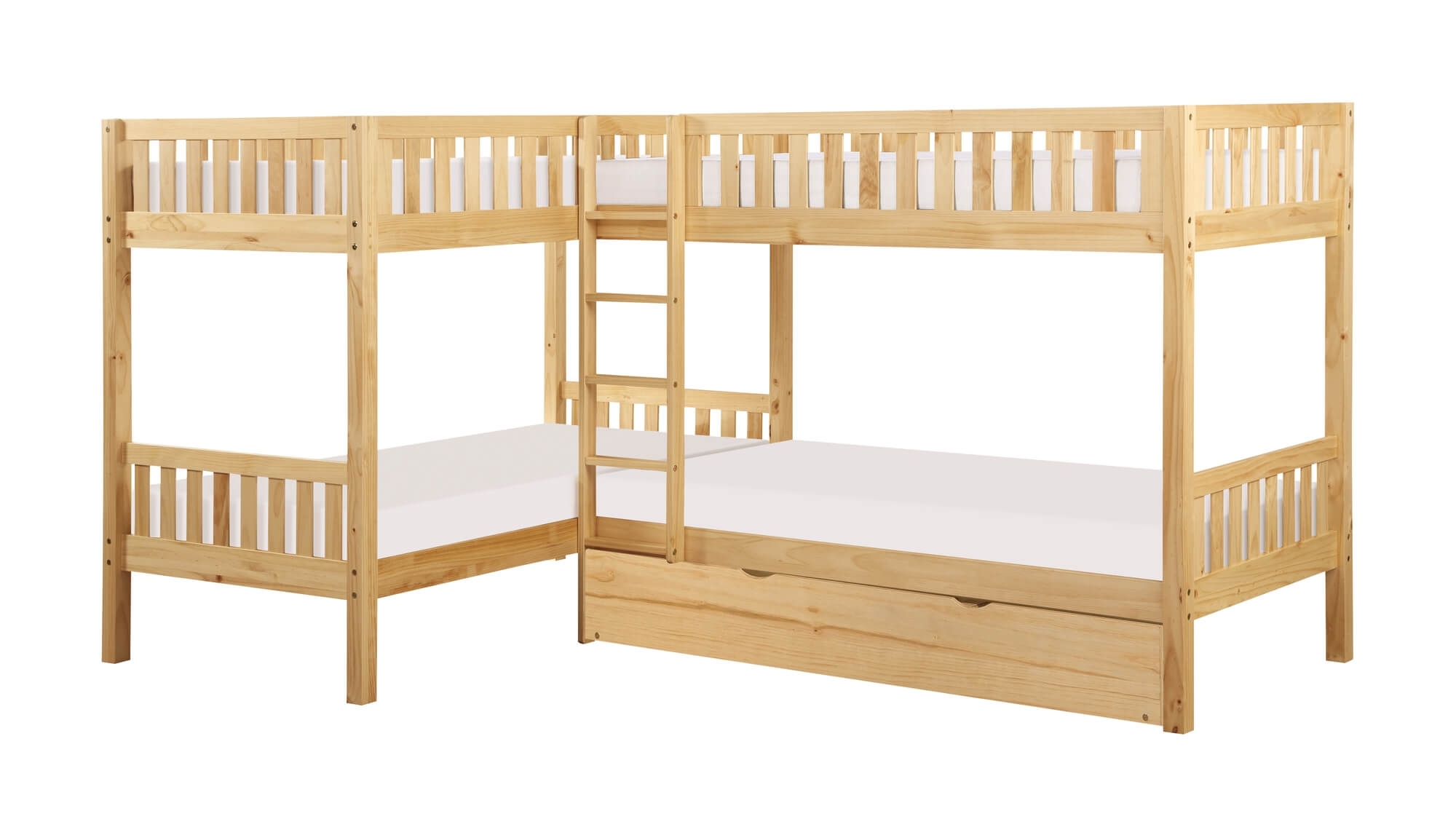 Bartly Wood/Wood Veneer Corner Bunk Bed