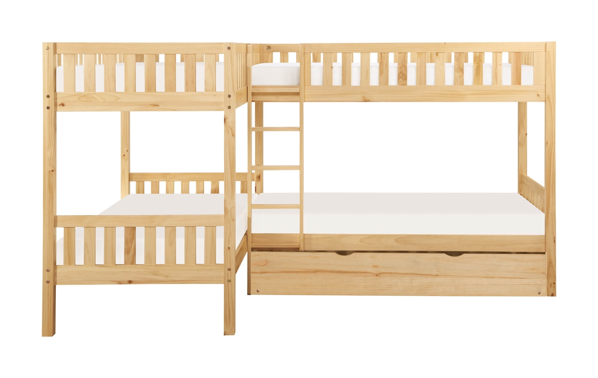 Bartly Wood/Wood Veneer Corner Bunk Bed