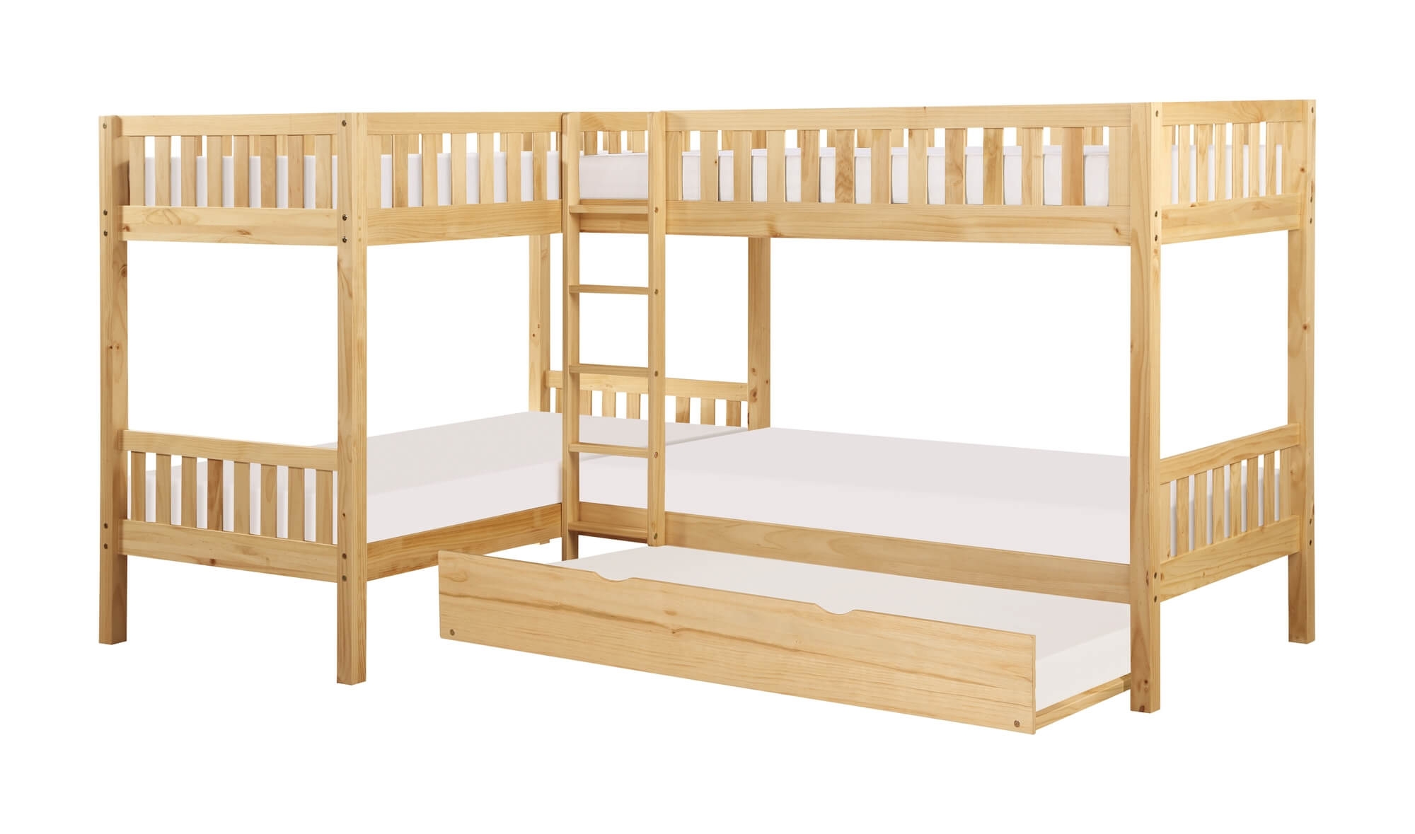 Bartly Wood/Wood Veneer Corner Bunk Bed