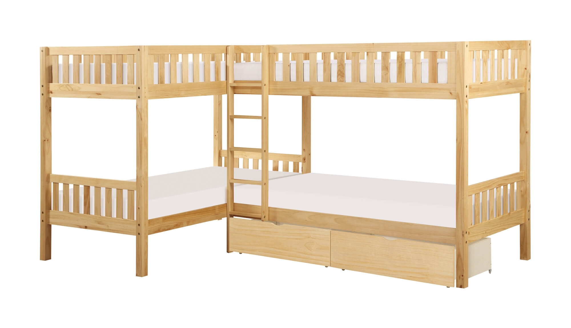 Bartly Wood/Wood Veneer Corner Bunk Bed