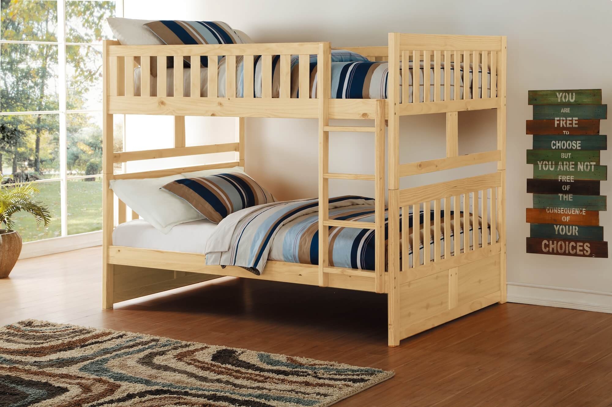 Bartly Wood/Wood Veneer Bunk Bed, Full/Full Size