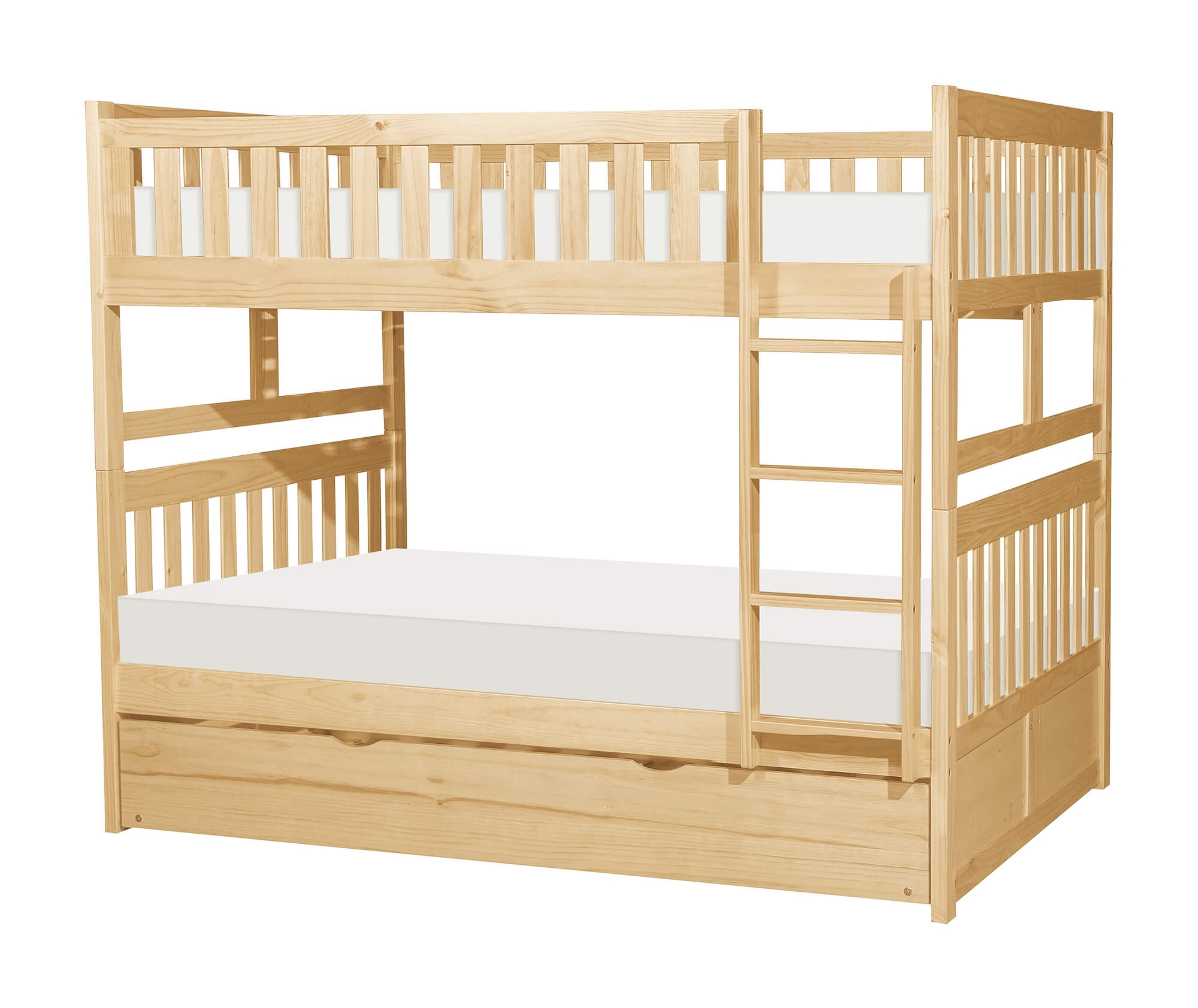 Bartly Wood/Wood Veneer Bunk Bed w/ Twin Trundle, Full/Full Size
