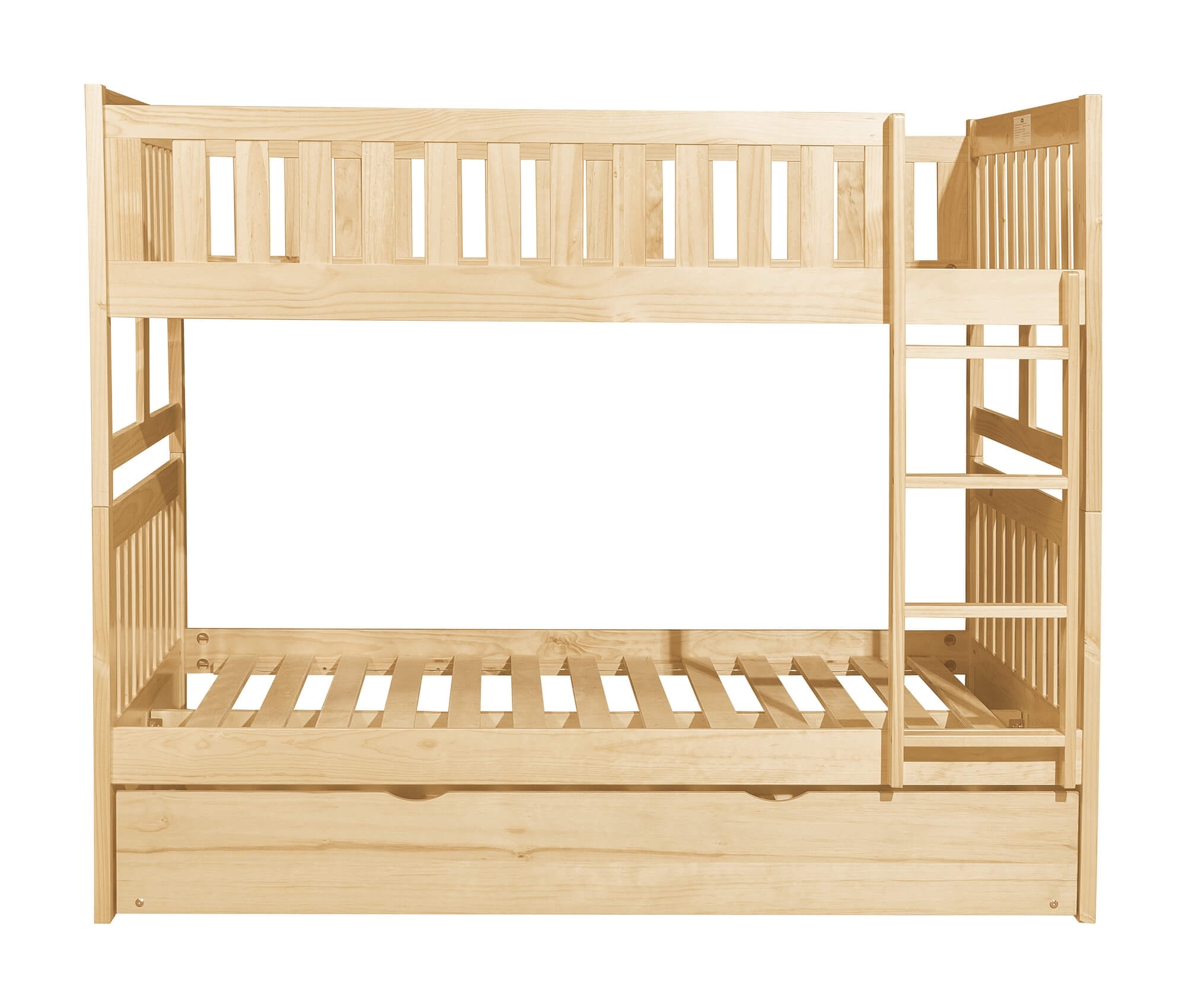 Bartly Wood/Wood Veneer Bunk Bed w/ Twin Trundle, Full/Full Size