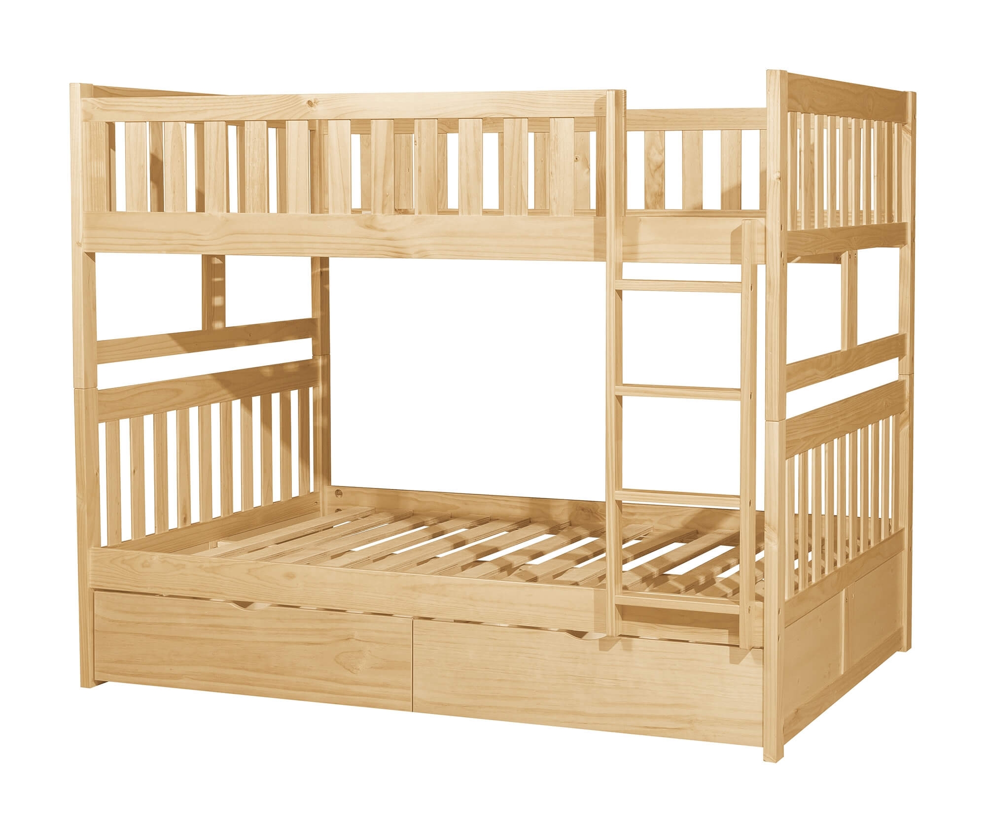 Bartly Wood/Wood Veneer Bunk Bed w/ Storage Boxes, Full/Full Size