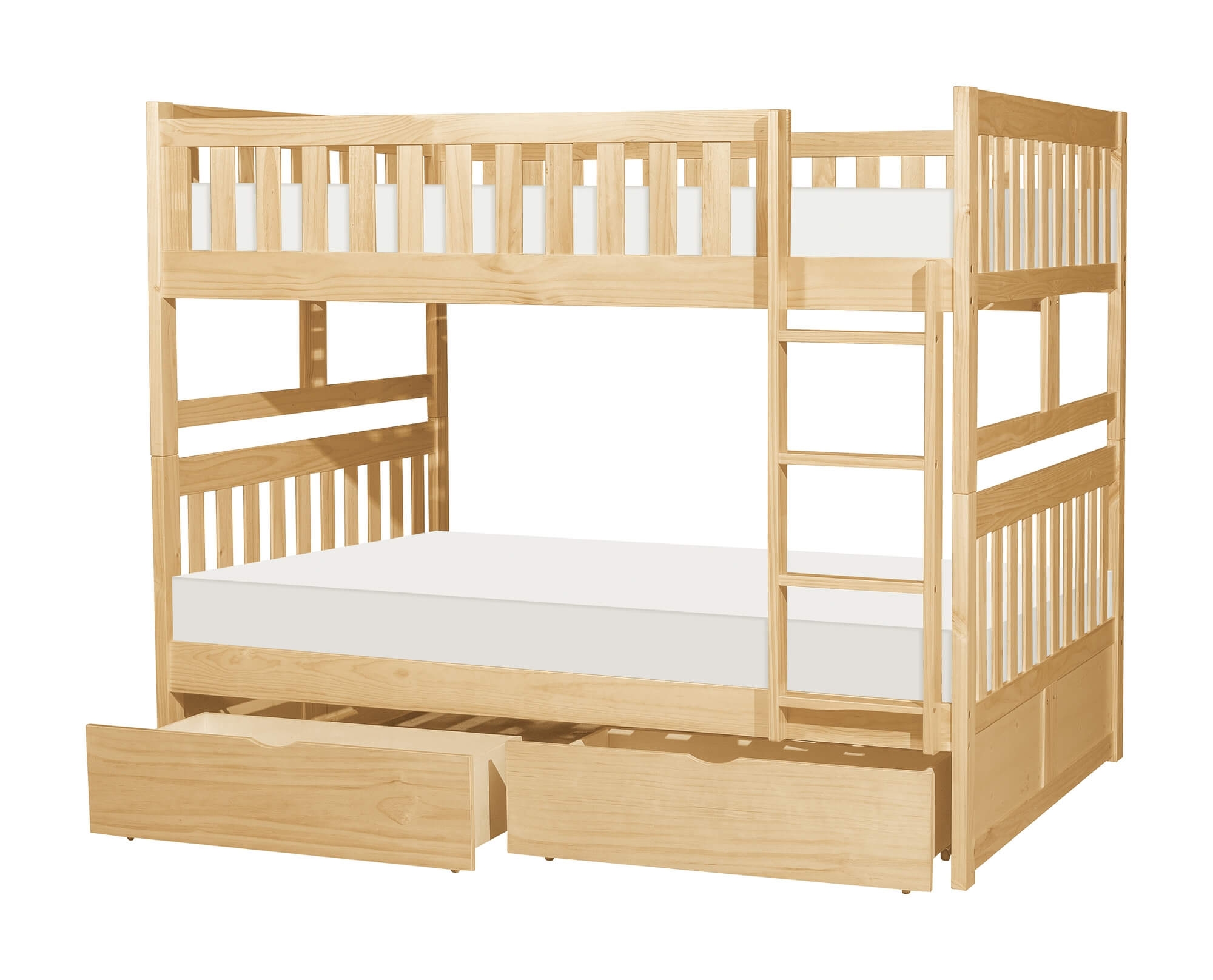 Bartly Wood/Wood Veneer Bunk Bed w/ Storage Boxes, Full/Full Size