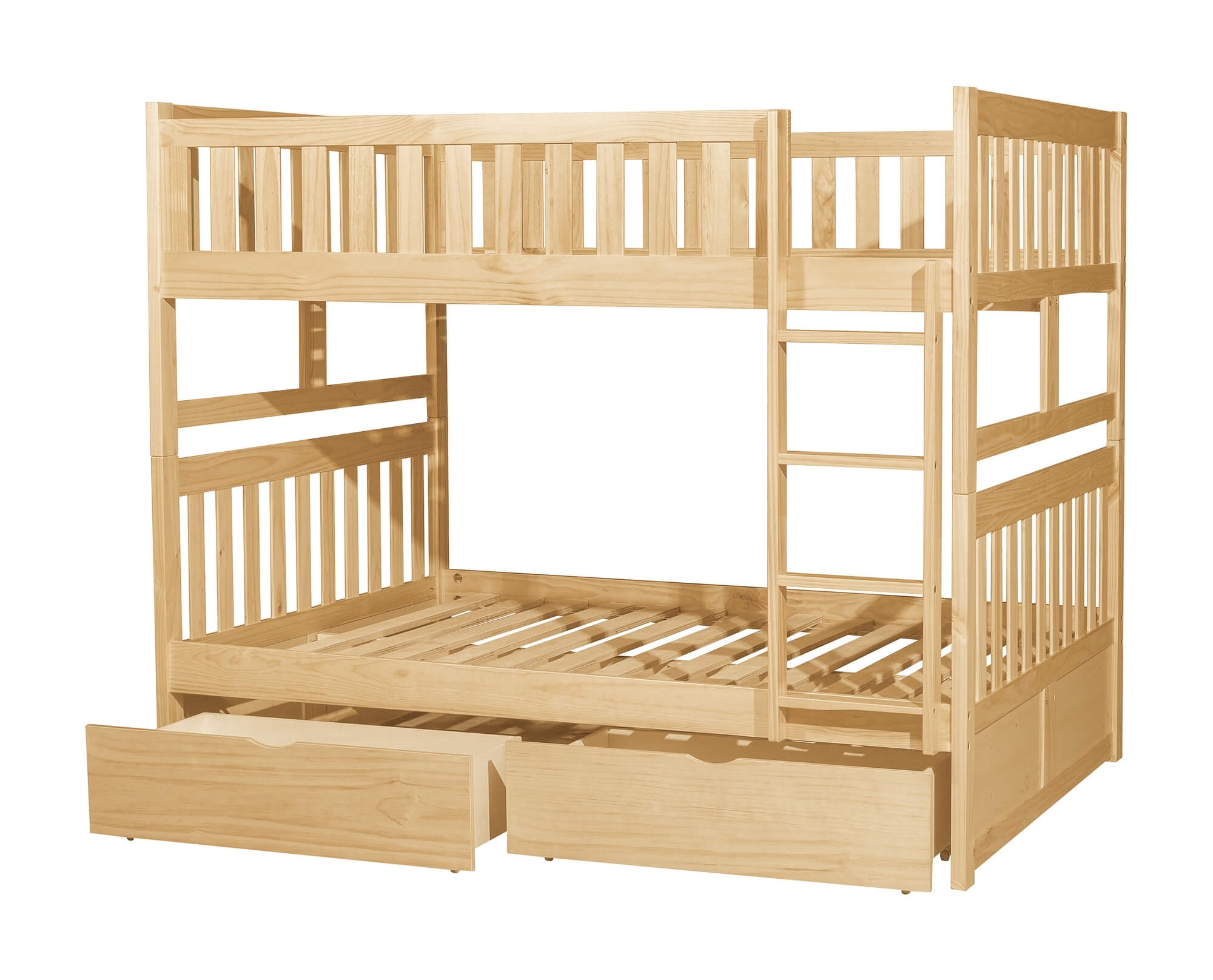 Bartly Wood/Wood Veneer Bunk Bed w/ Storage Boxes, Full/Full Size
