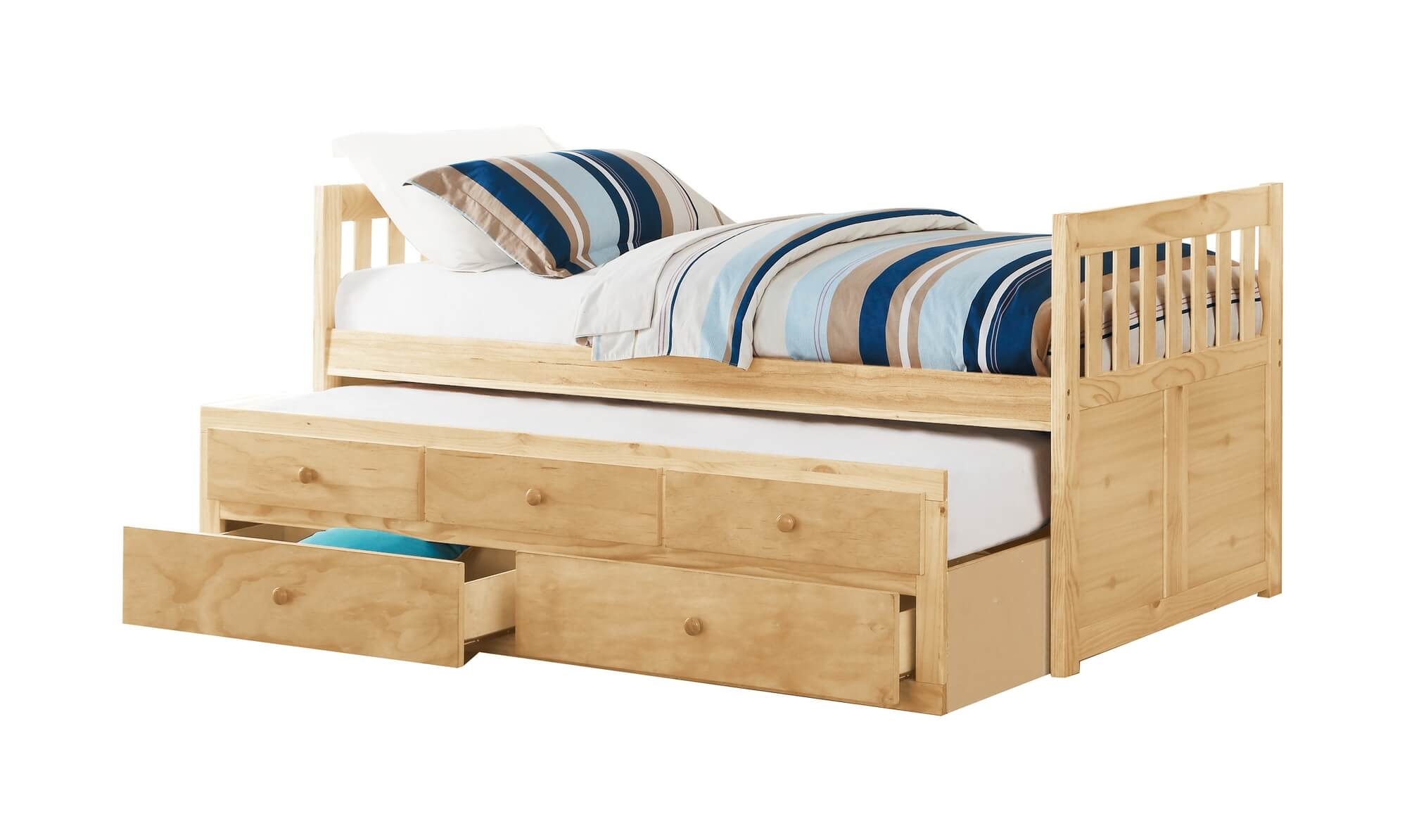 Bartly Wood/Wood Veneer Storage Trundle Bed, Twin/Twin Size
