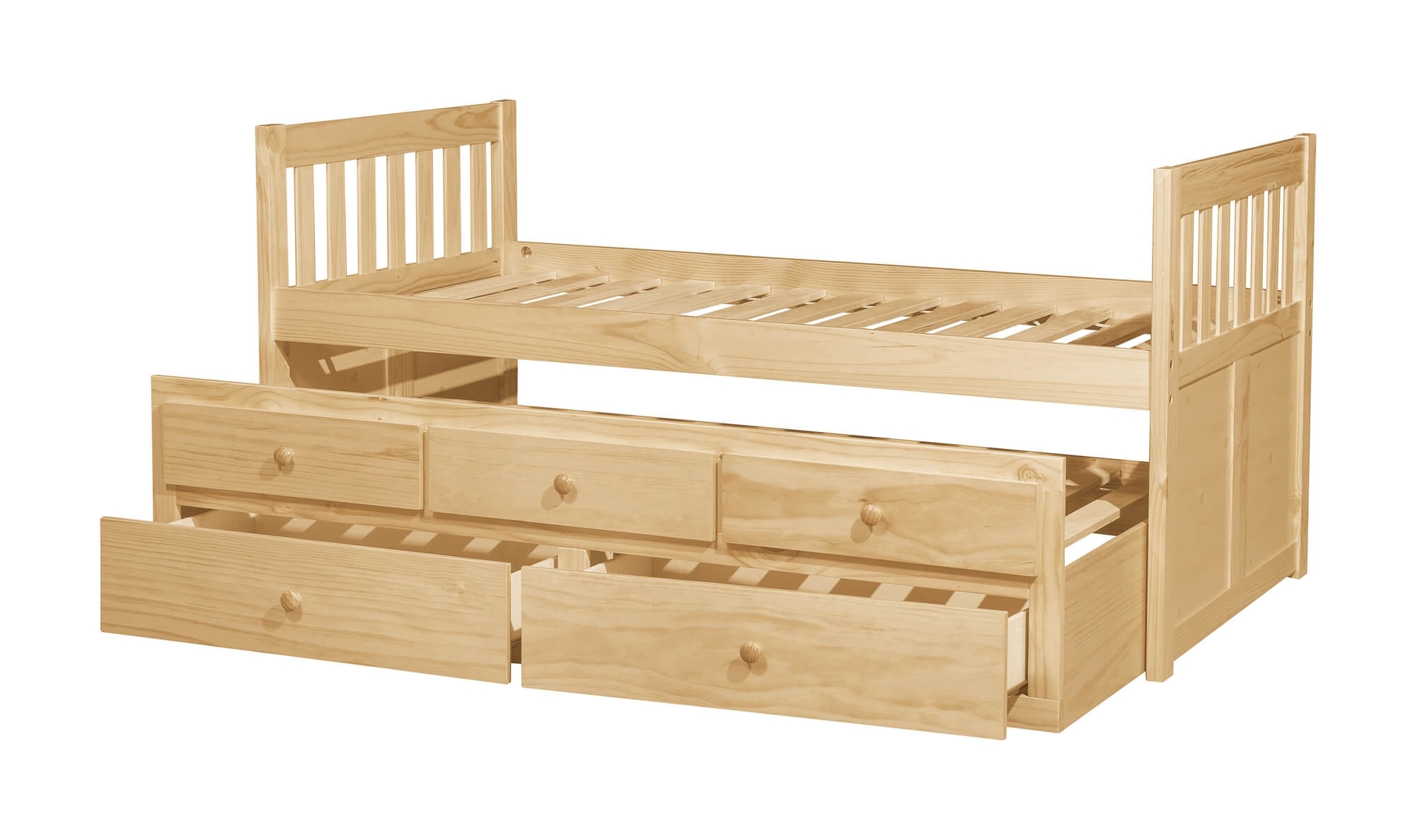 Bartly Wood/Wood Veneer Storage Trundle Bed, Twin/Twin Size
