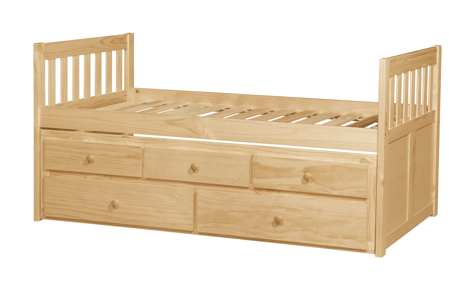 Bartly Wood/Wood Veneer Storage Trundle Bed, Twin/Twin Size