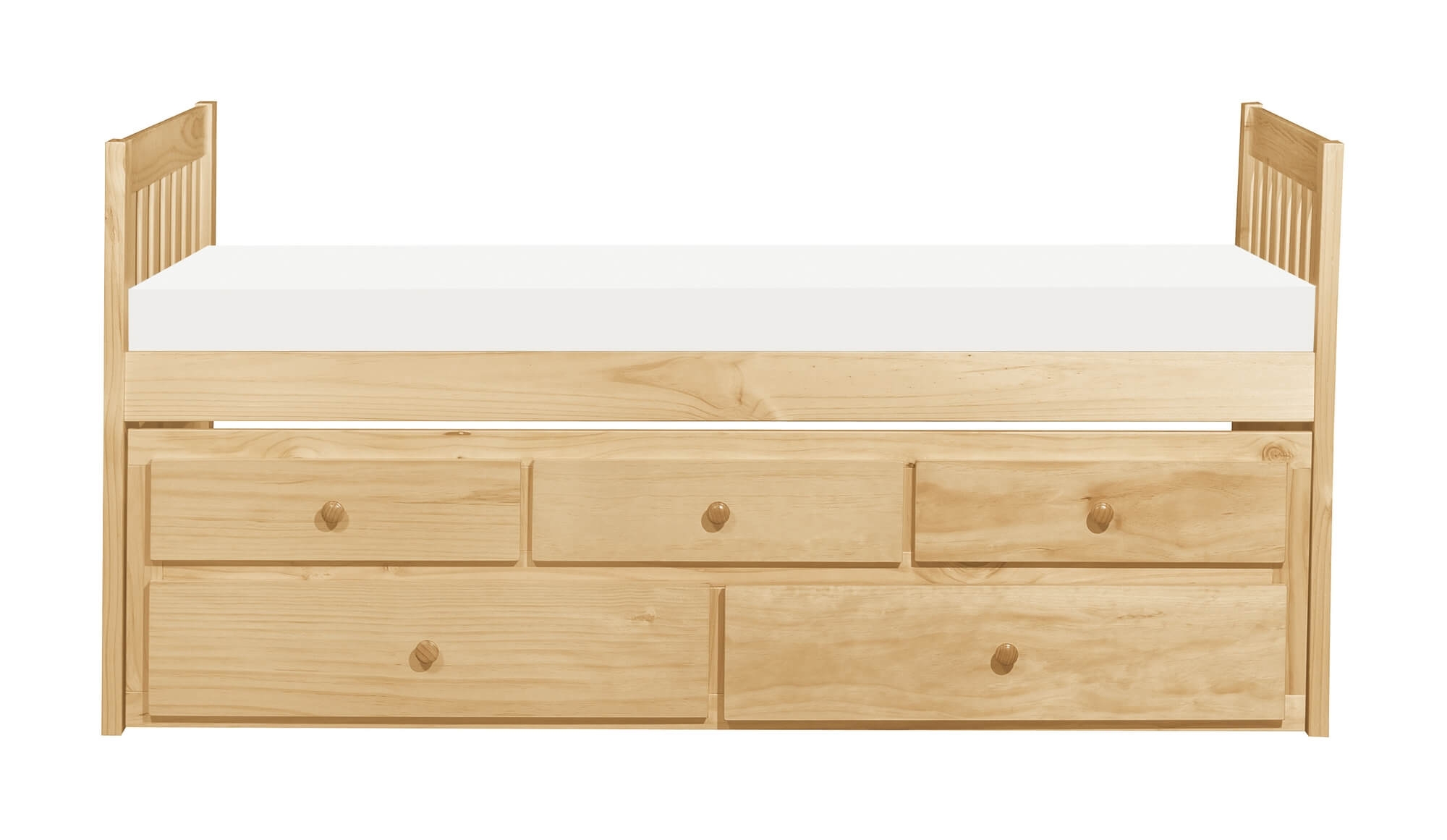 Bartly Wood/Wood Veneer Storage Trundle Bed, Twin/Twin Size