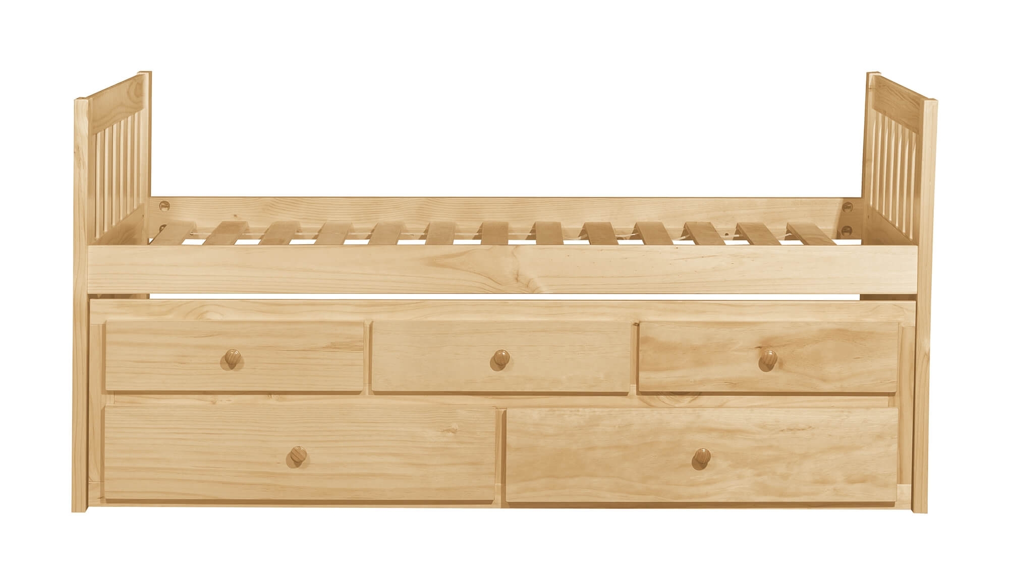 Bartly Wood/Wood Veneer Storage Trundle Bed, Twin/Twin Size