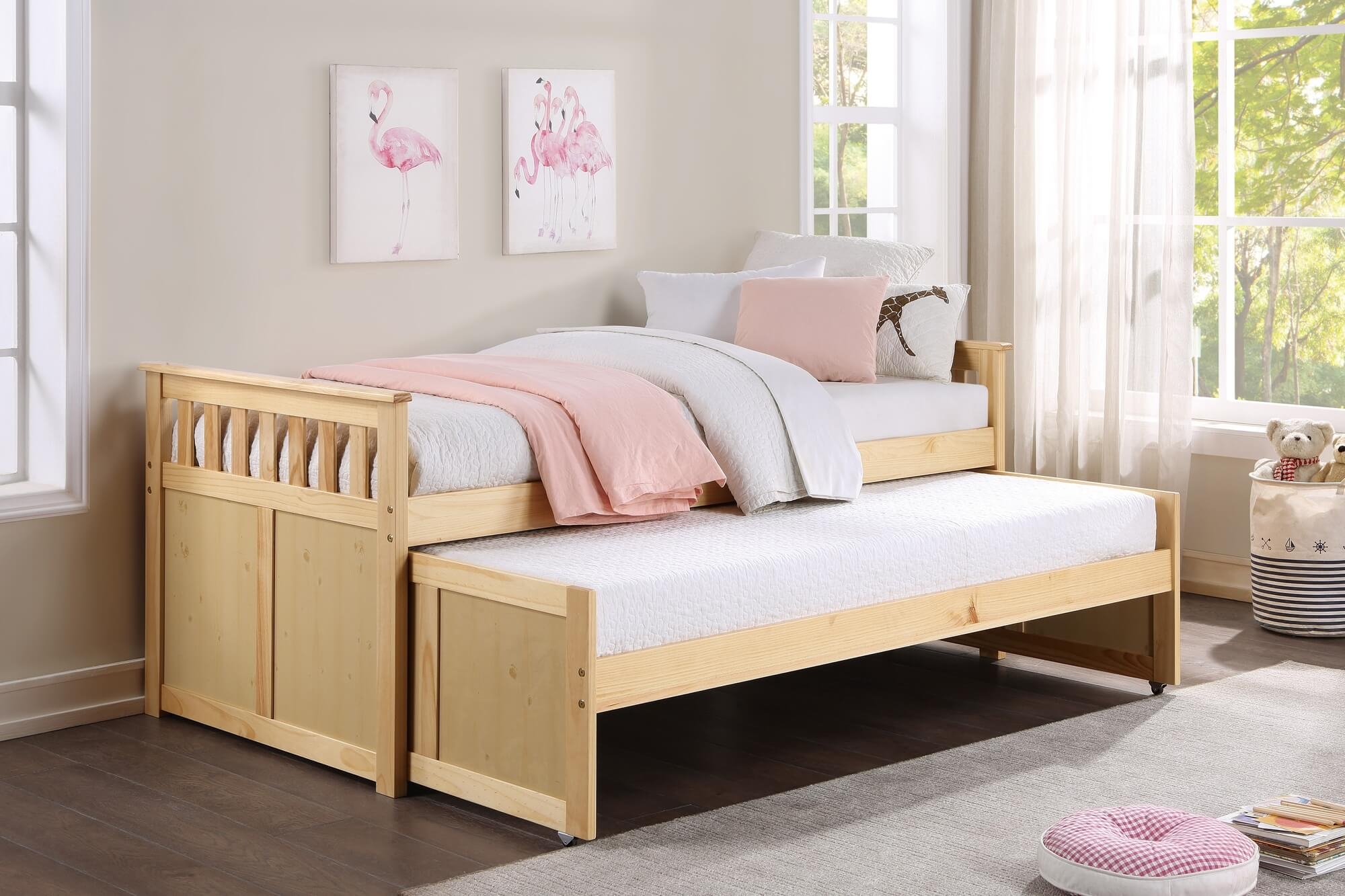 Bartly Wood/Wood Veneer Trundle Bed, Twin/Twin Size